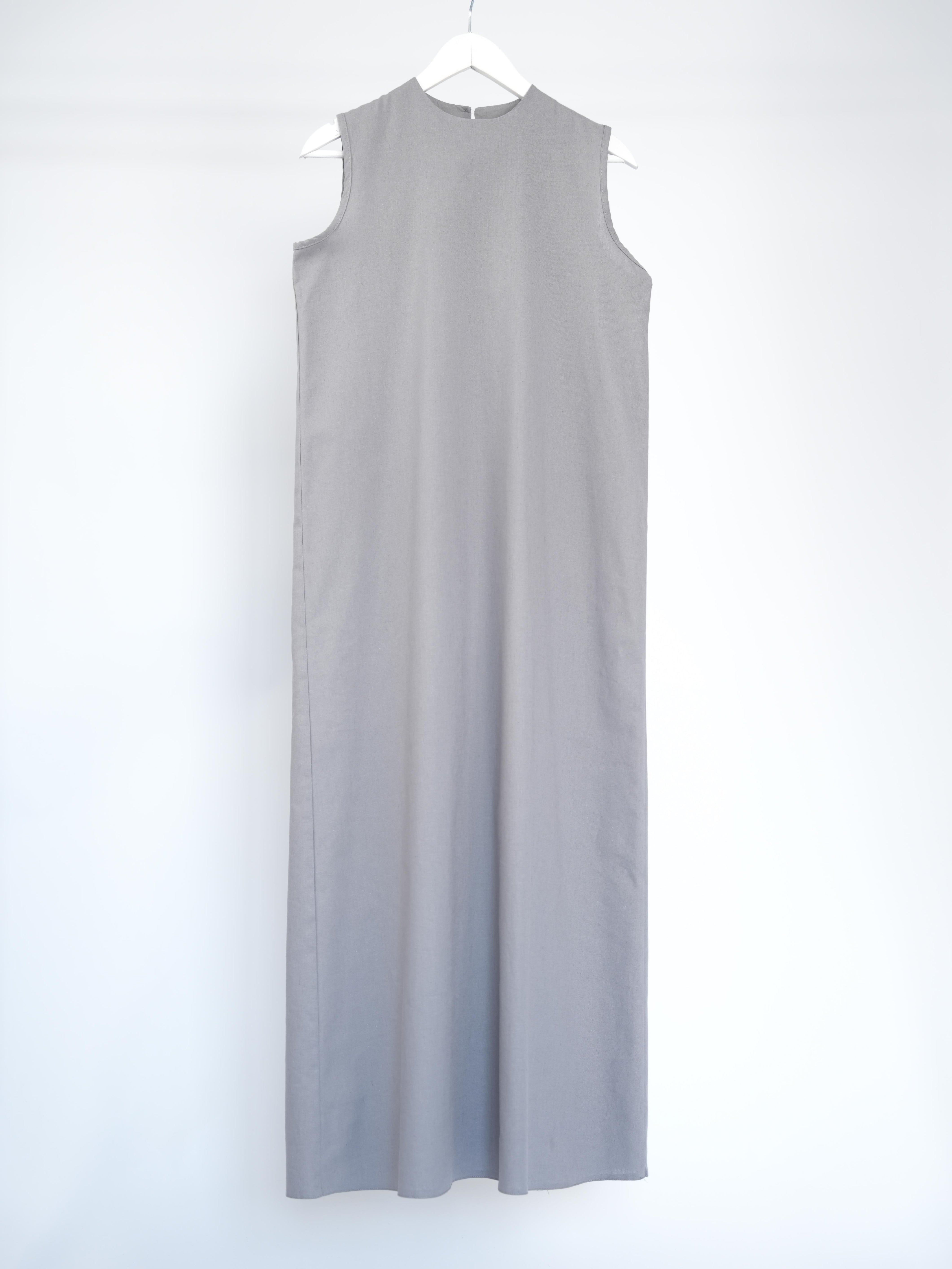 Pamuk Keten Kolsuz Elbise GRİ