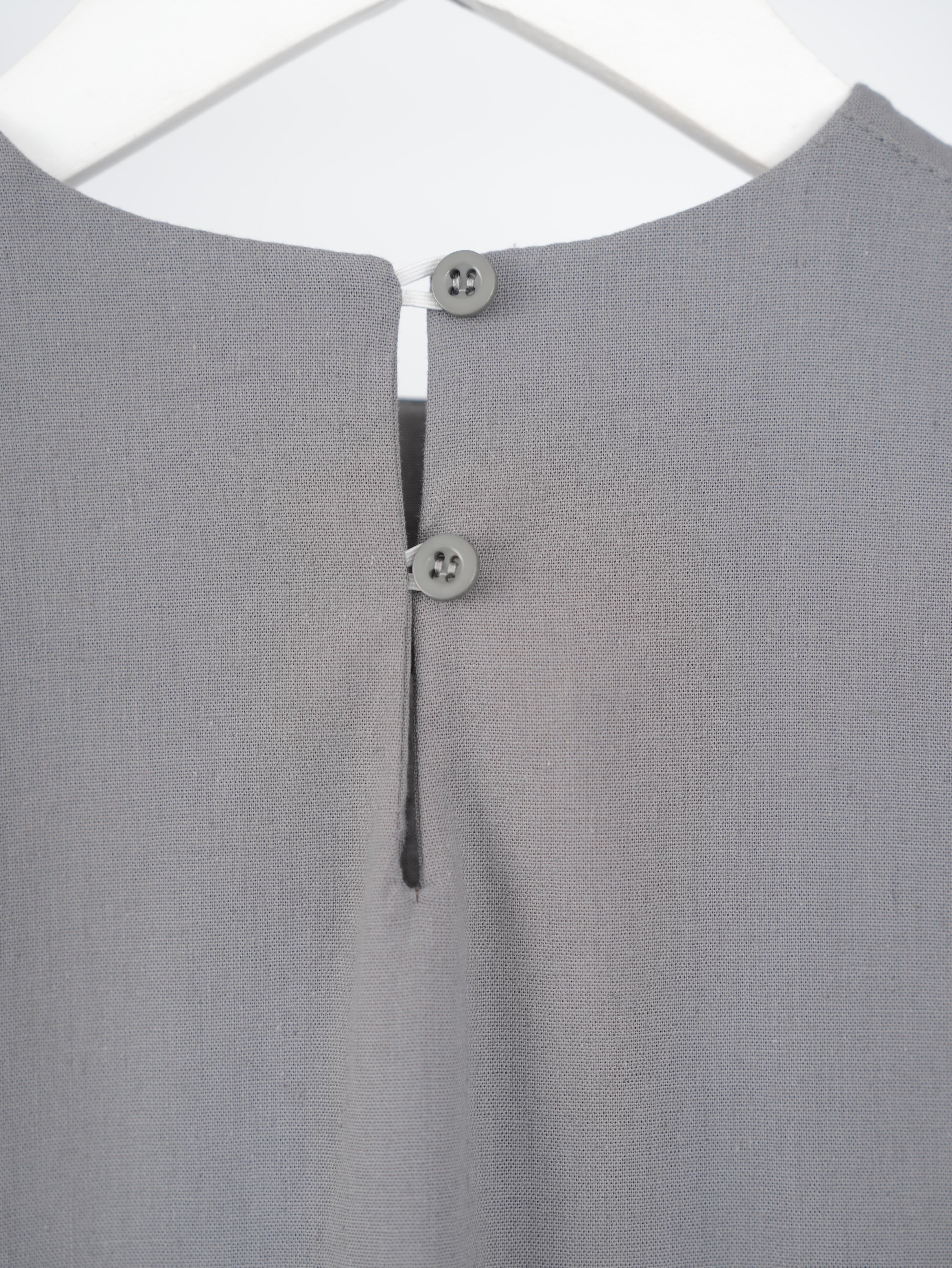 Pamuk Keten Kolsuz Elbise GRİ