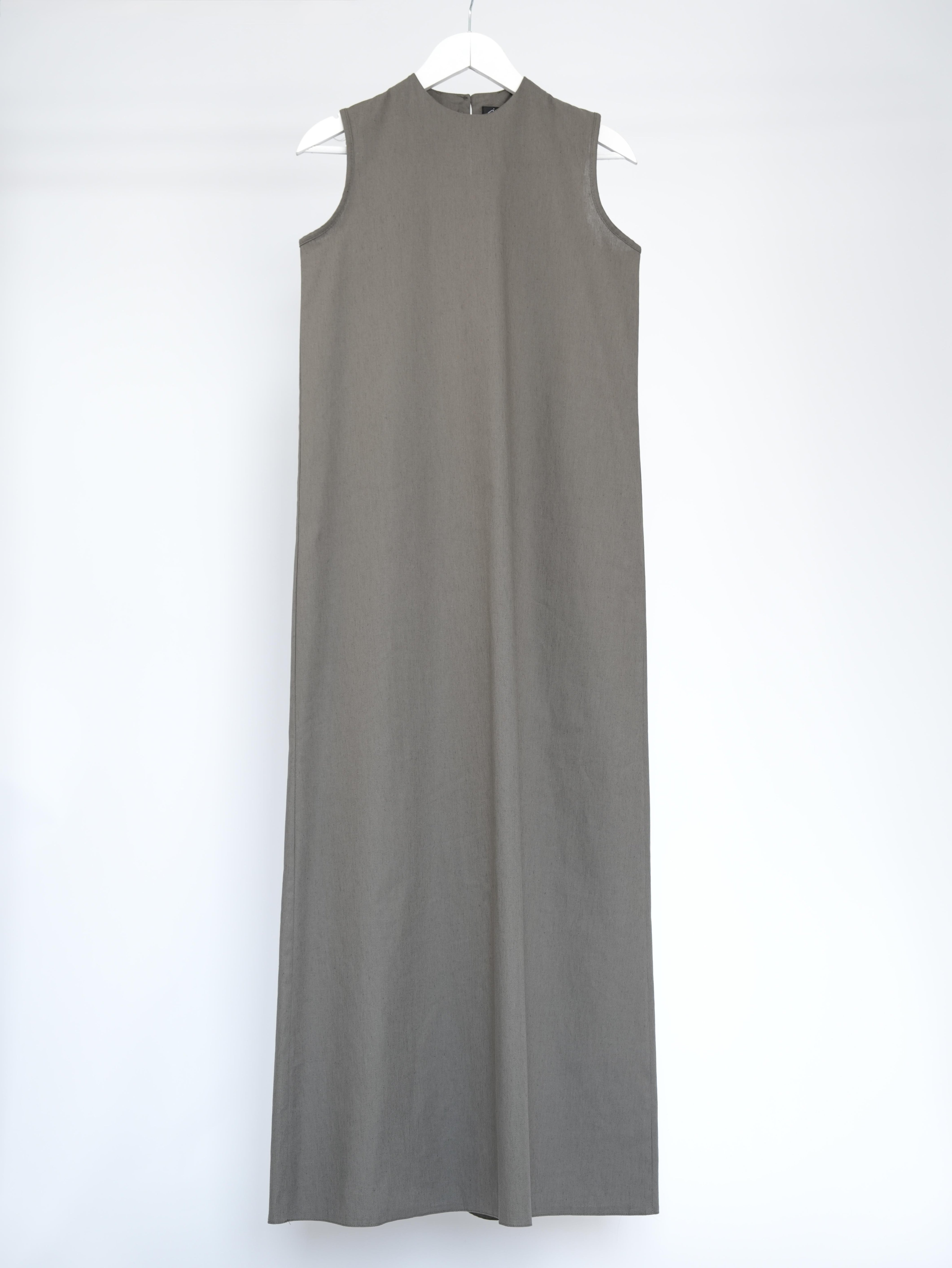 Pamuk Keten Kolsuz Elbise HAKİ YEŞİL