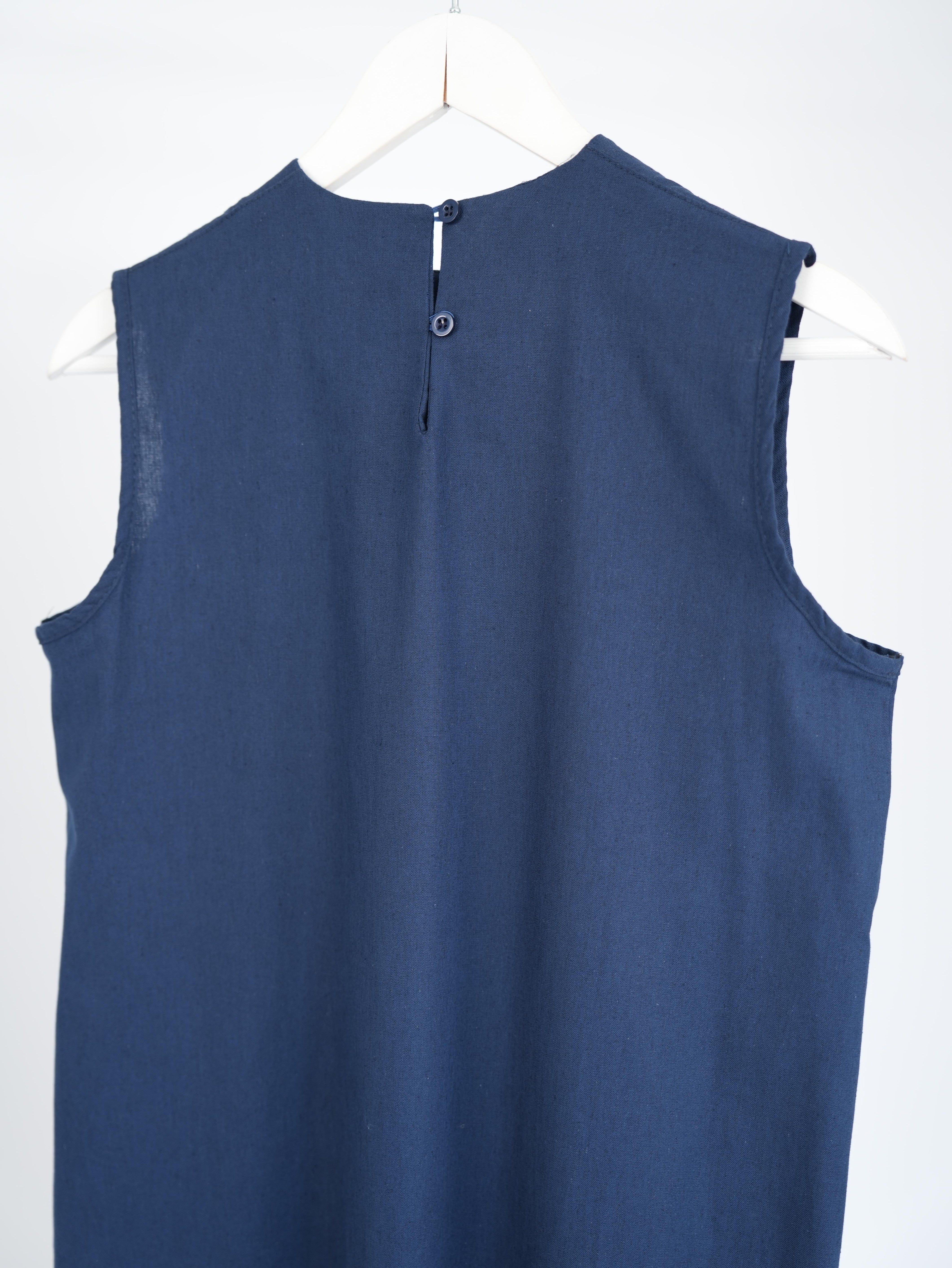 Pamuk Keten Kolsuz Elbise LACİVERT