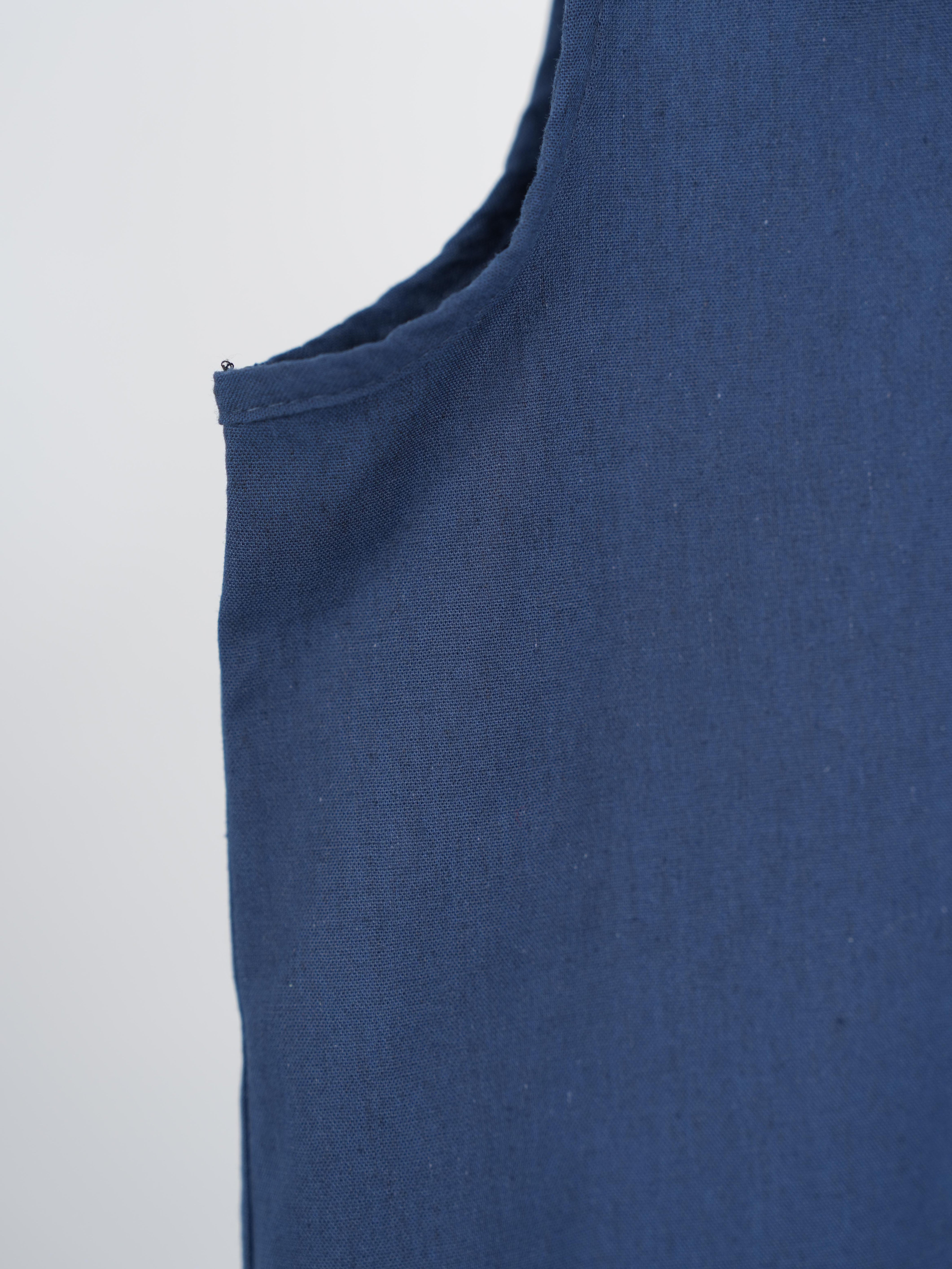 Pamuk Keten Kolsuz Elbise LACİVERT