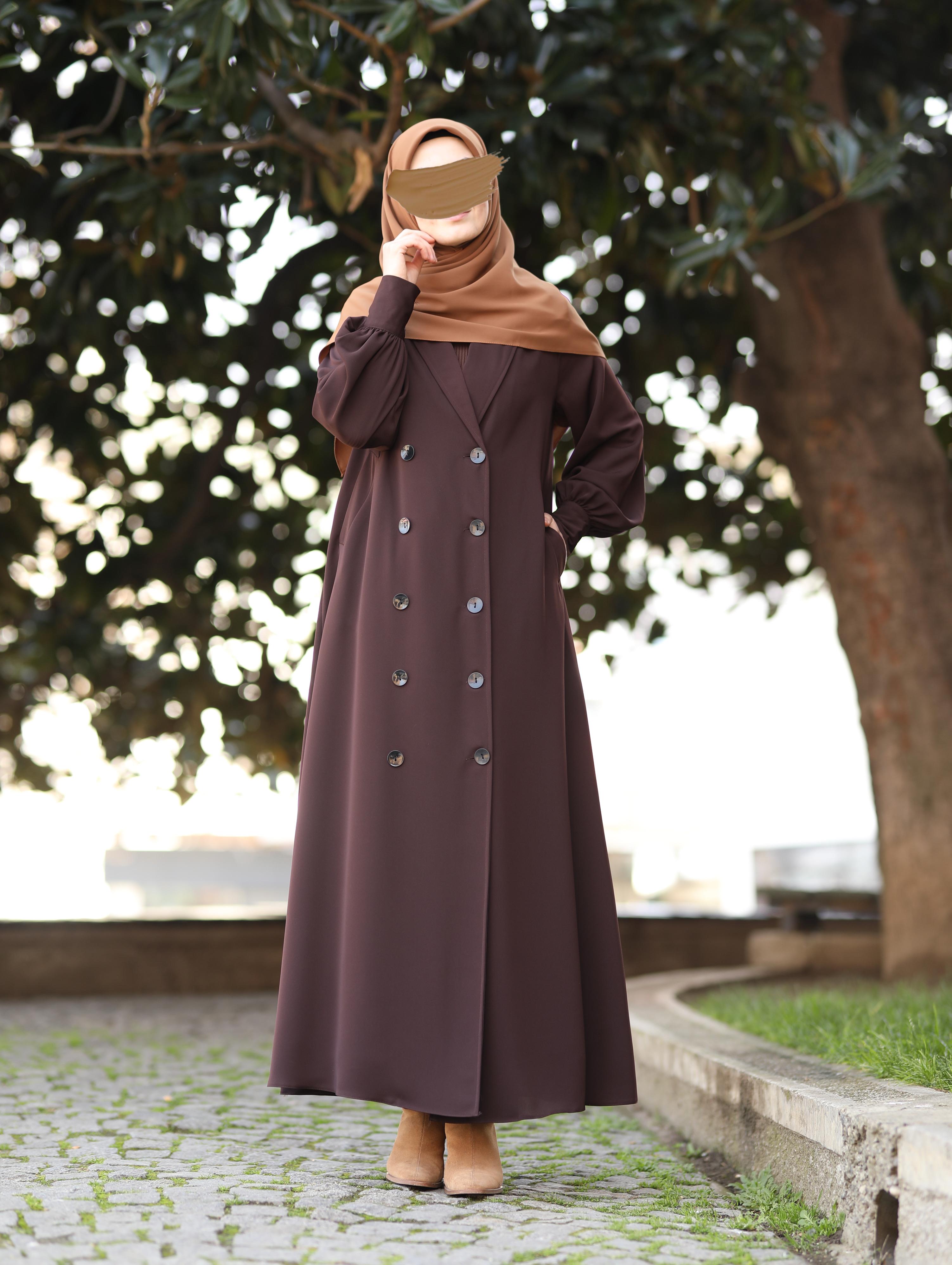 Manşetli Kruvaze Trench KAHVERENGİ