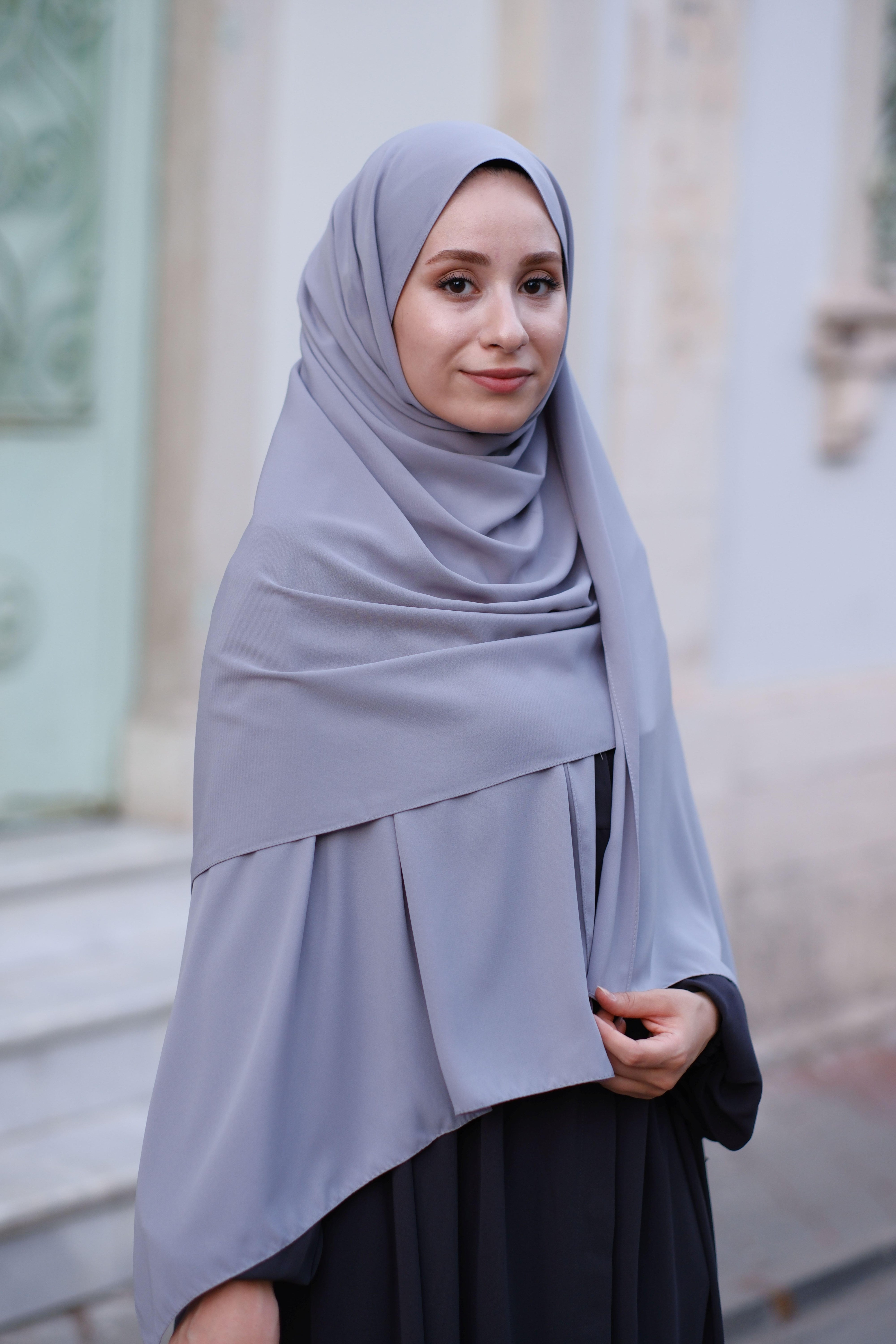 Medine İpeği Şal Açık Gri