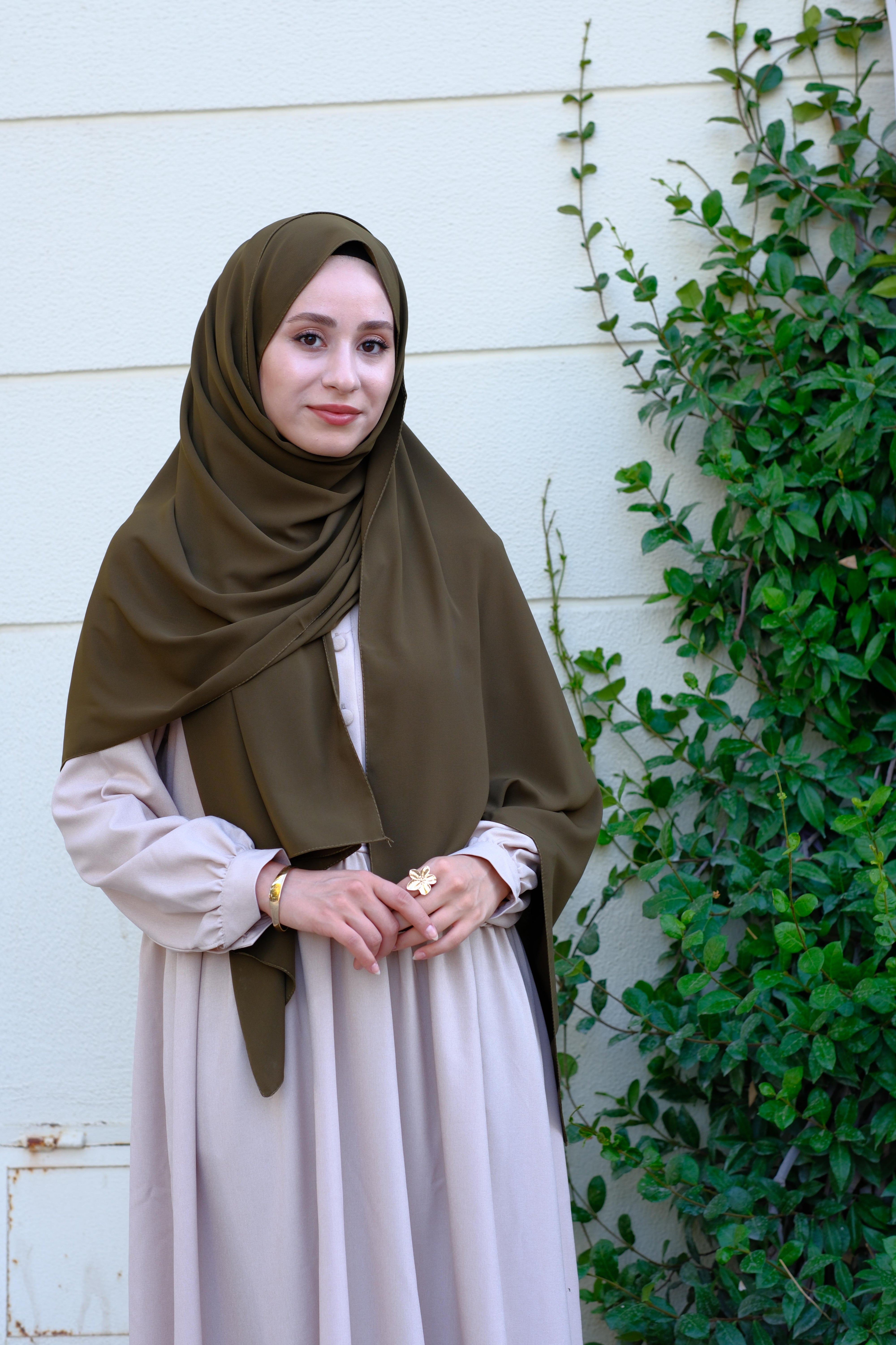 Medine İpeği Şal Haki Yeşil