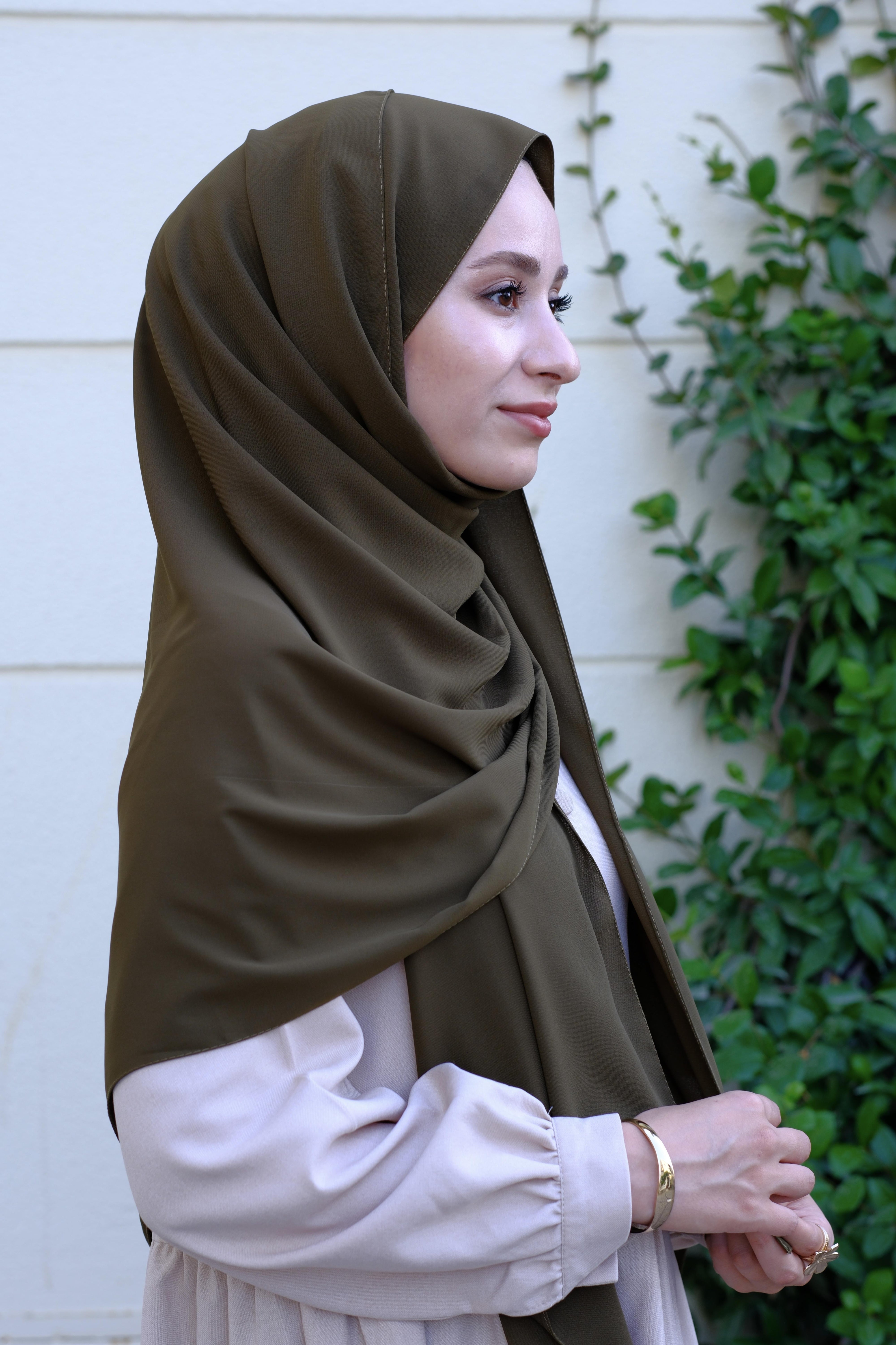 Medine İpeği Şal Haki Yeşil