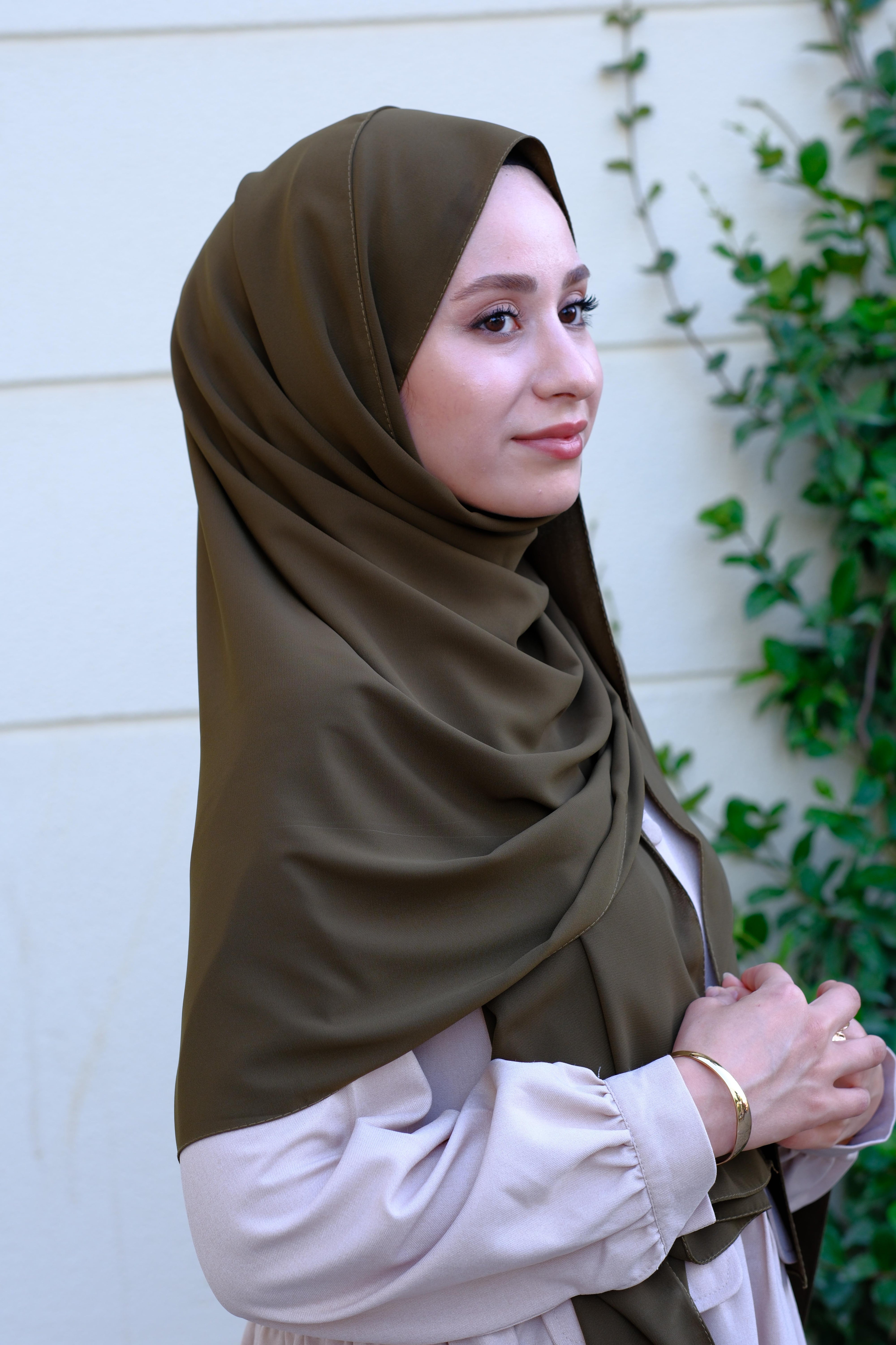 Medine İpeği Şal Haki Yeşil