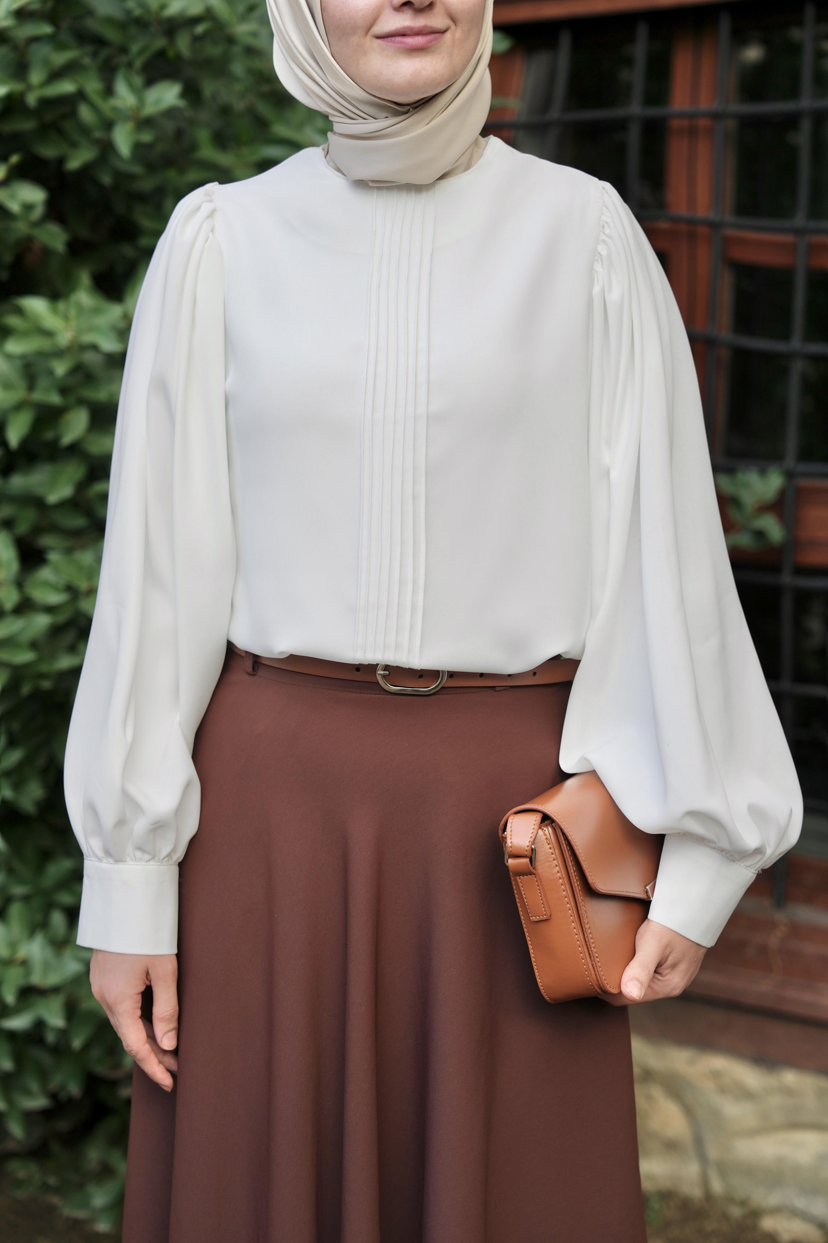 Nervürlü Gömlek Beyaz