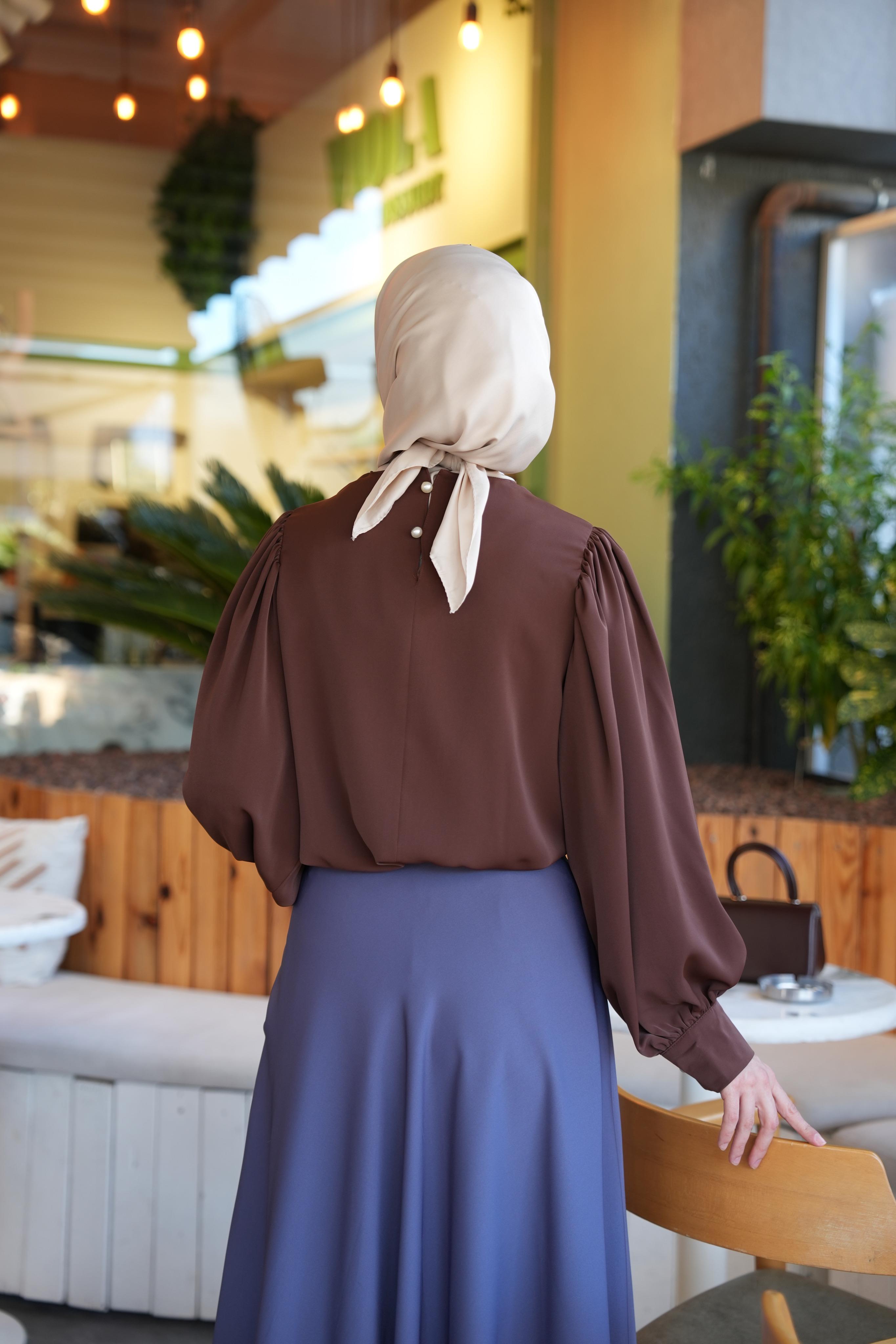 Nervürlü Gömlek Kahverengi