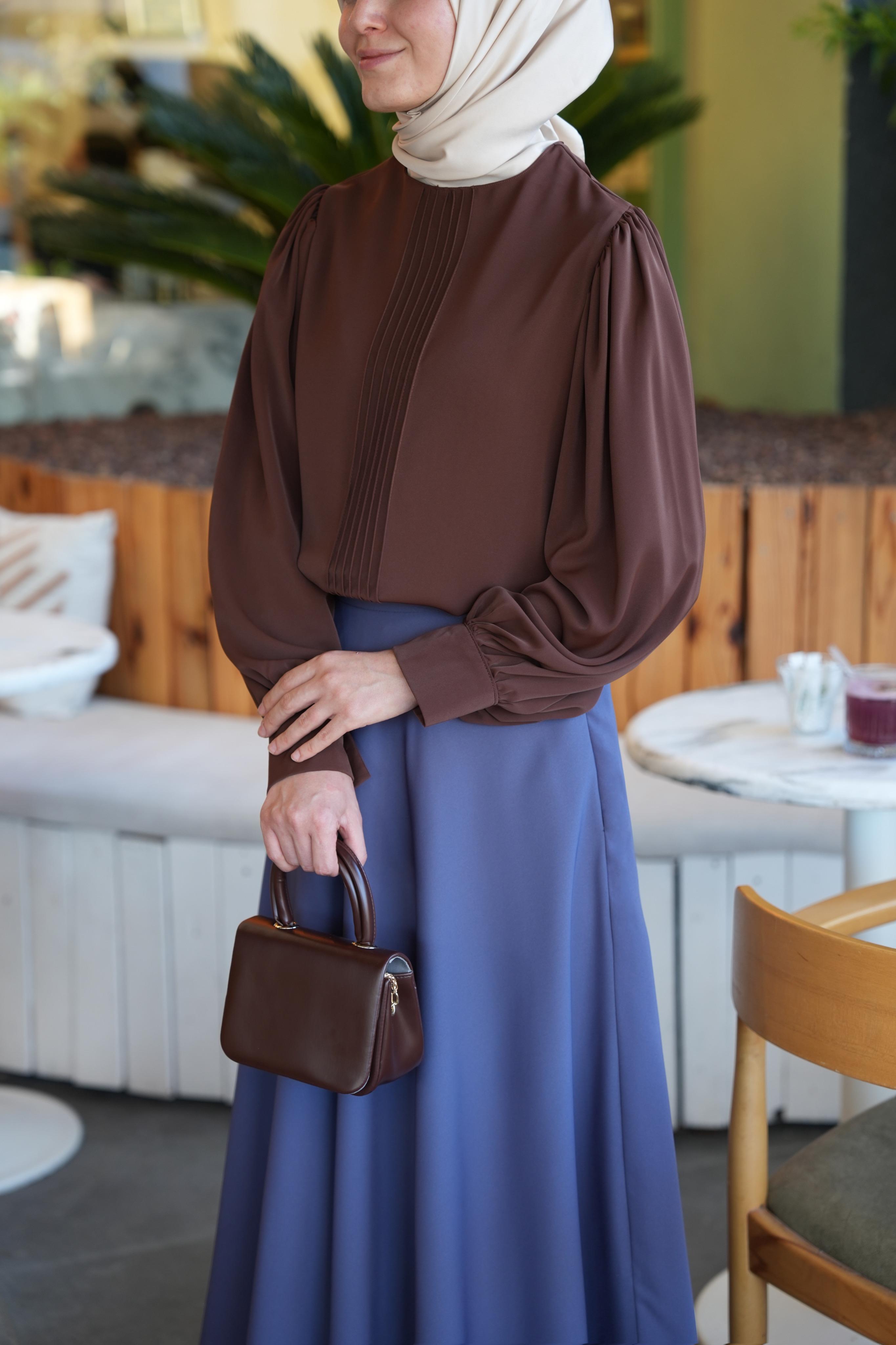 Nervürlü Gömlek Kahverengi