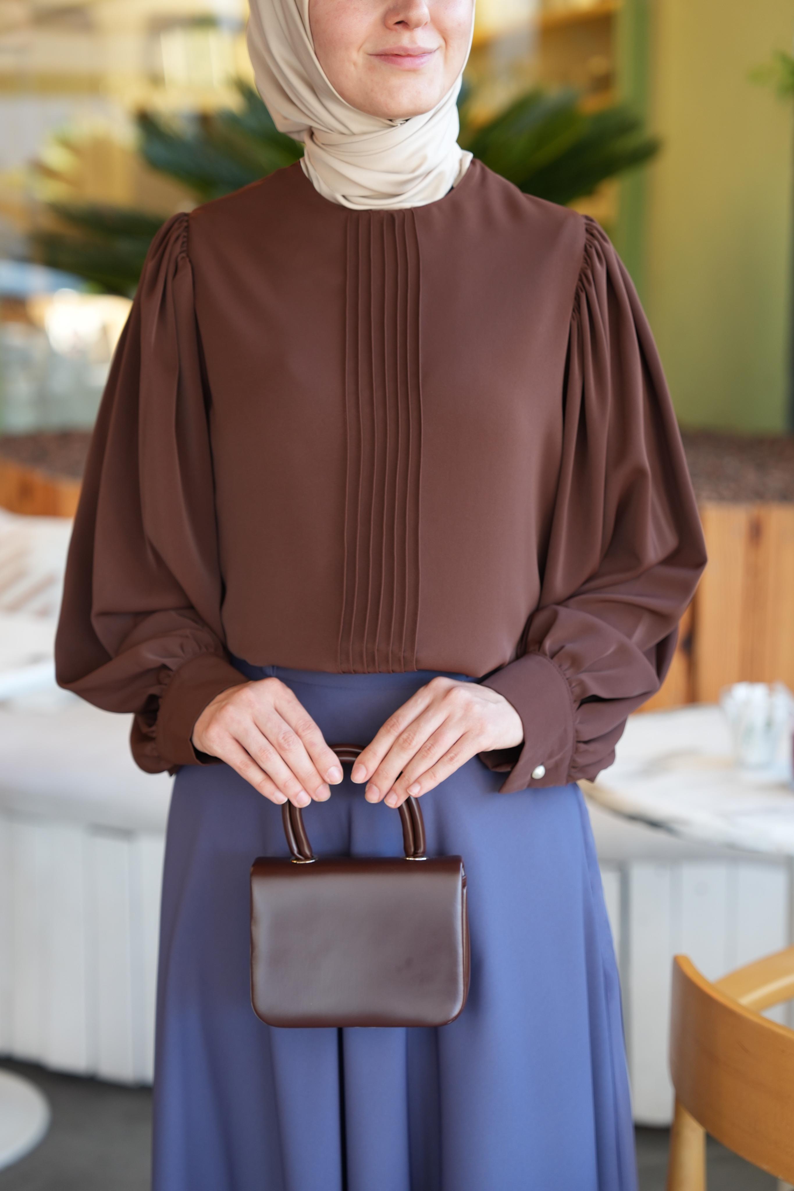 Nervürlü Gömlek Kahverengi