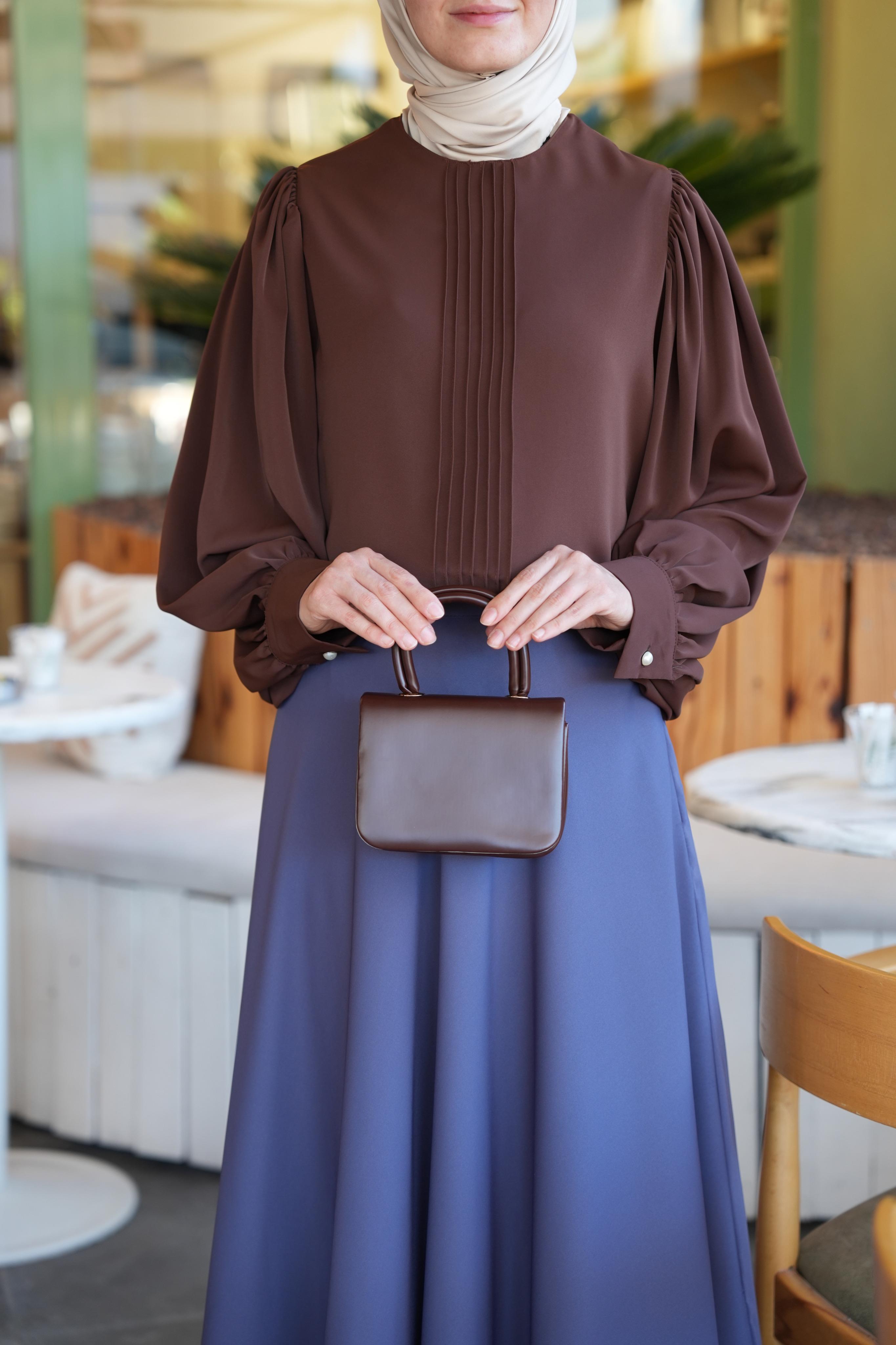 Nervürlü Gömlek Kahverengi