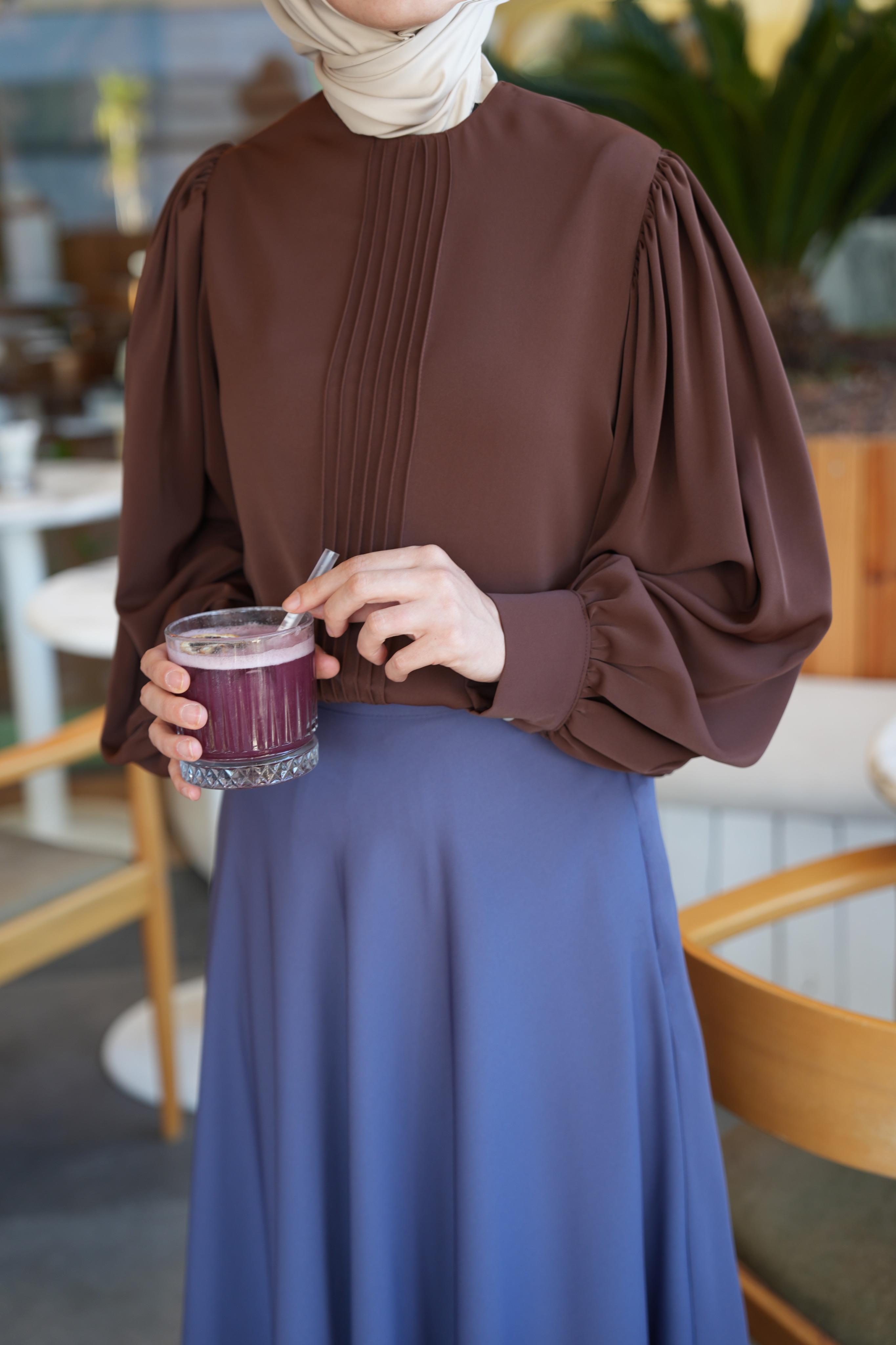 Nervürlü Gömlek Kahverengi