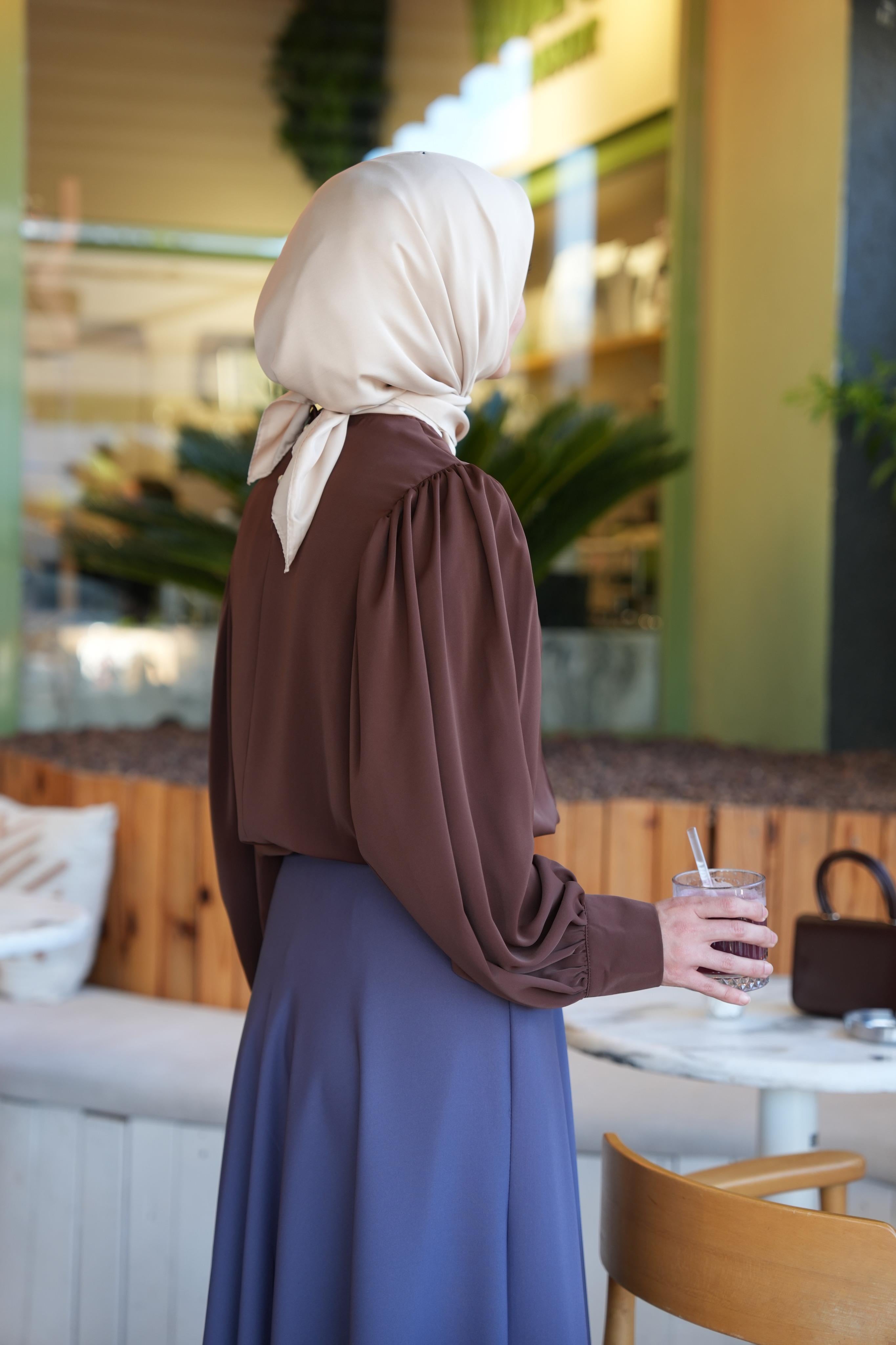 Nervürlü Gömlek Kahverengi