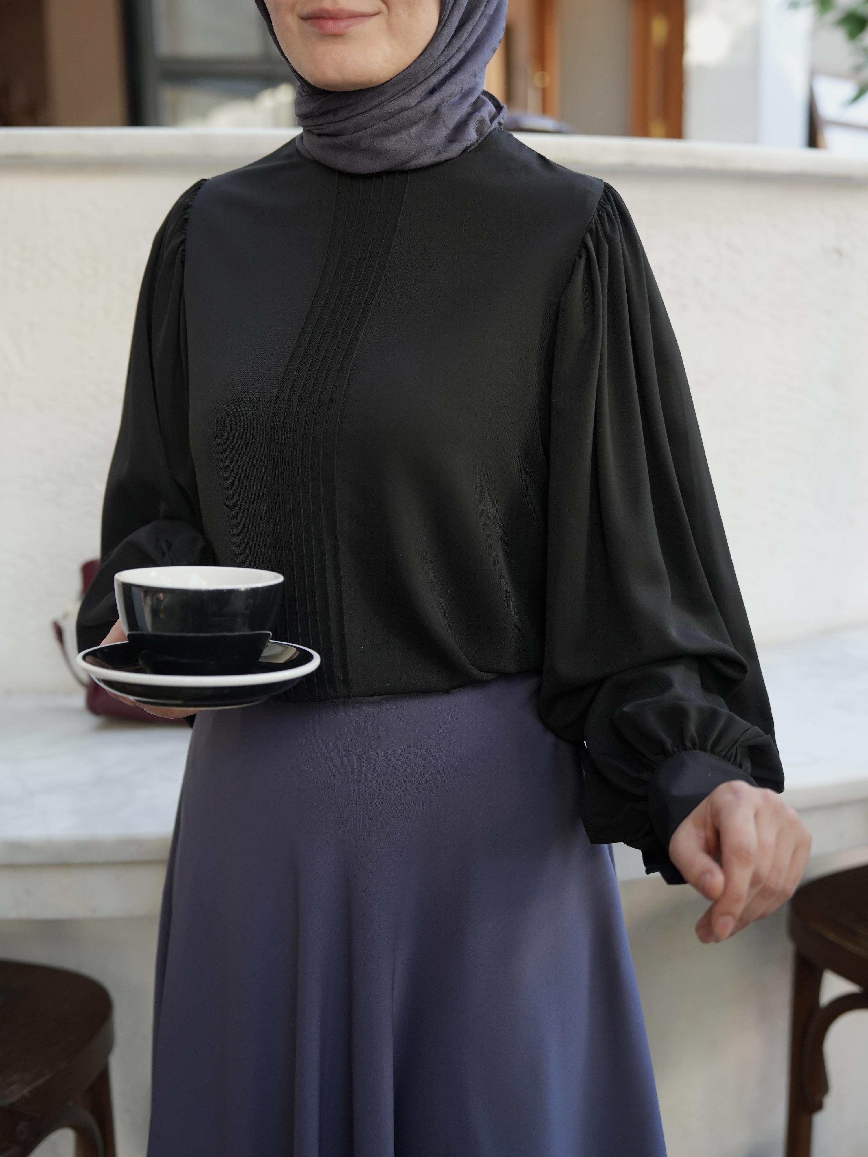 Nervürlü Gömlek Siyah