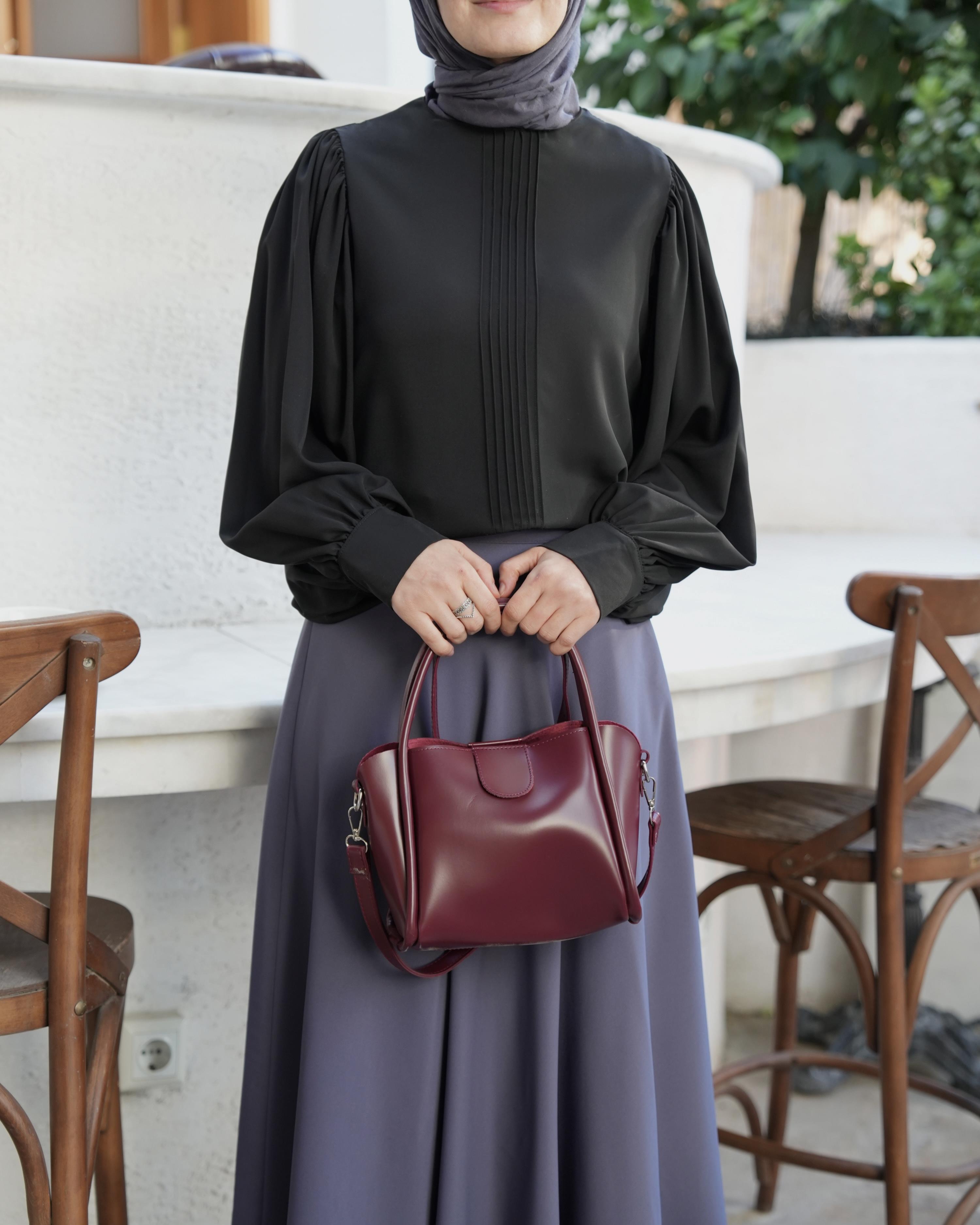 Nervürlü Gömlek Siyah