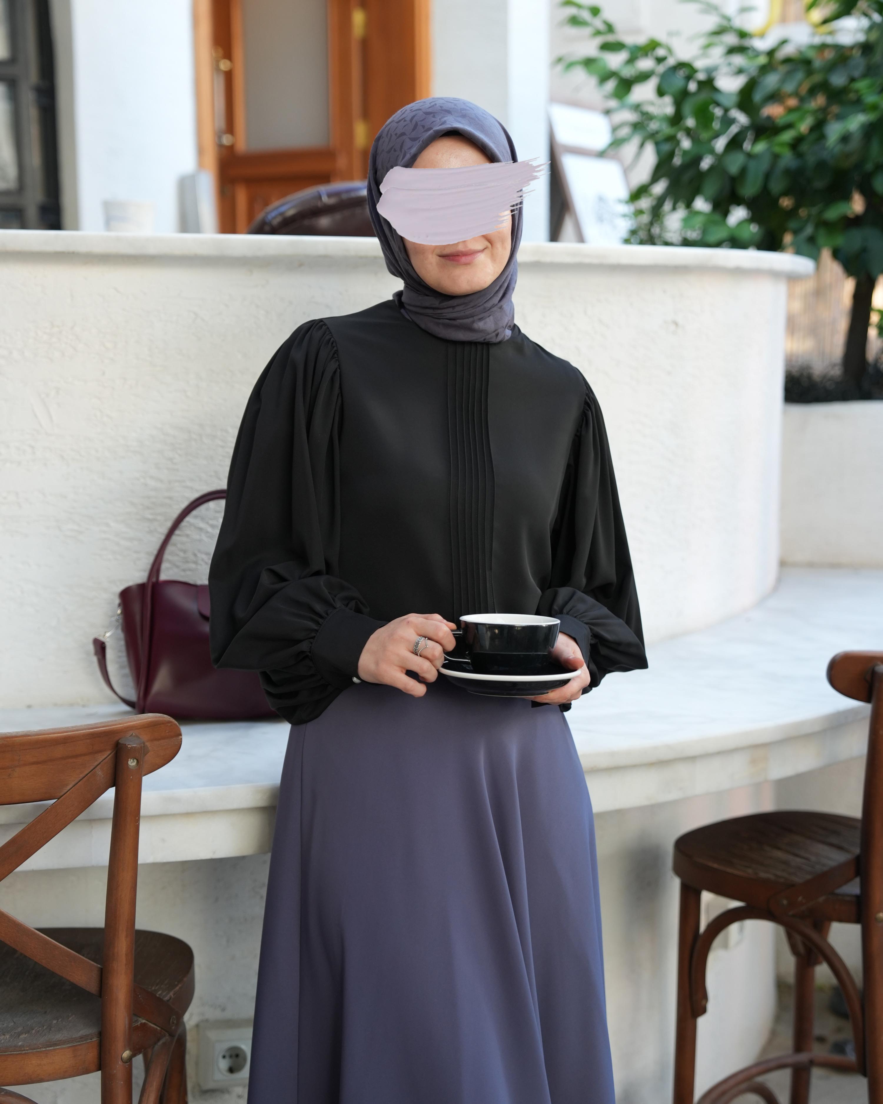 Nervürlü Gömlek Siyah