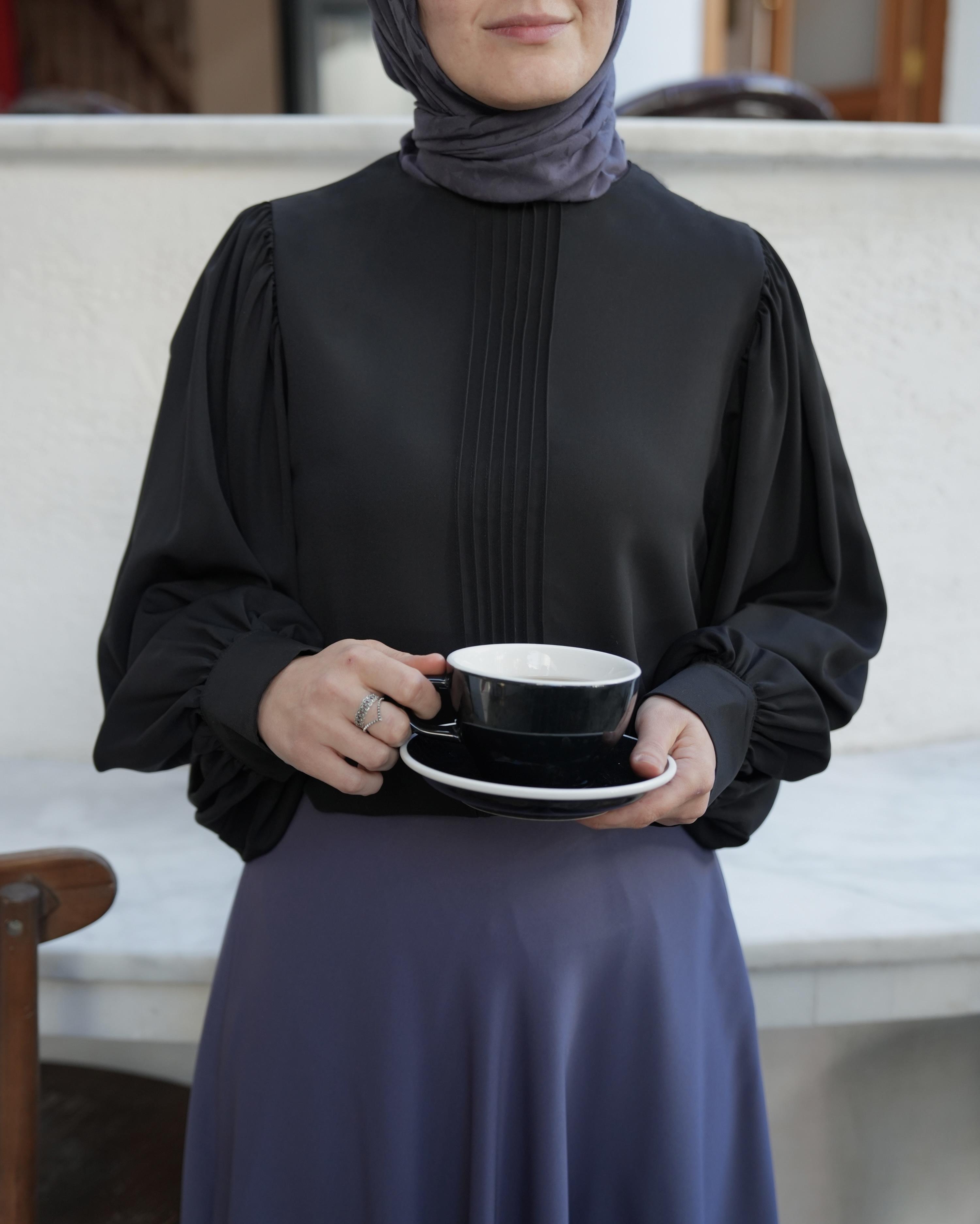 Nervürlü Gömlek SİYAH