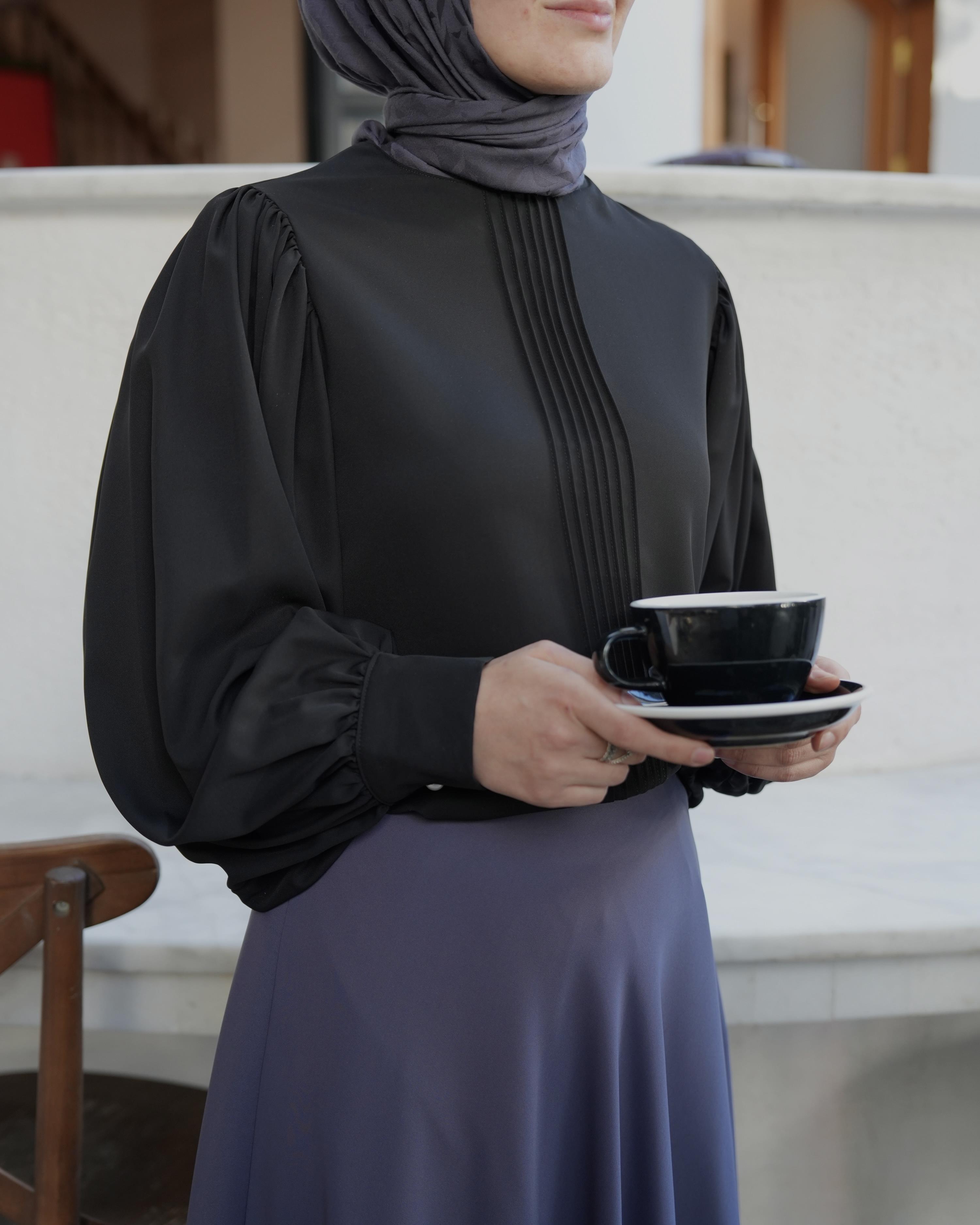 Nervürlü Gömlek Siyah