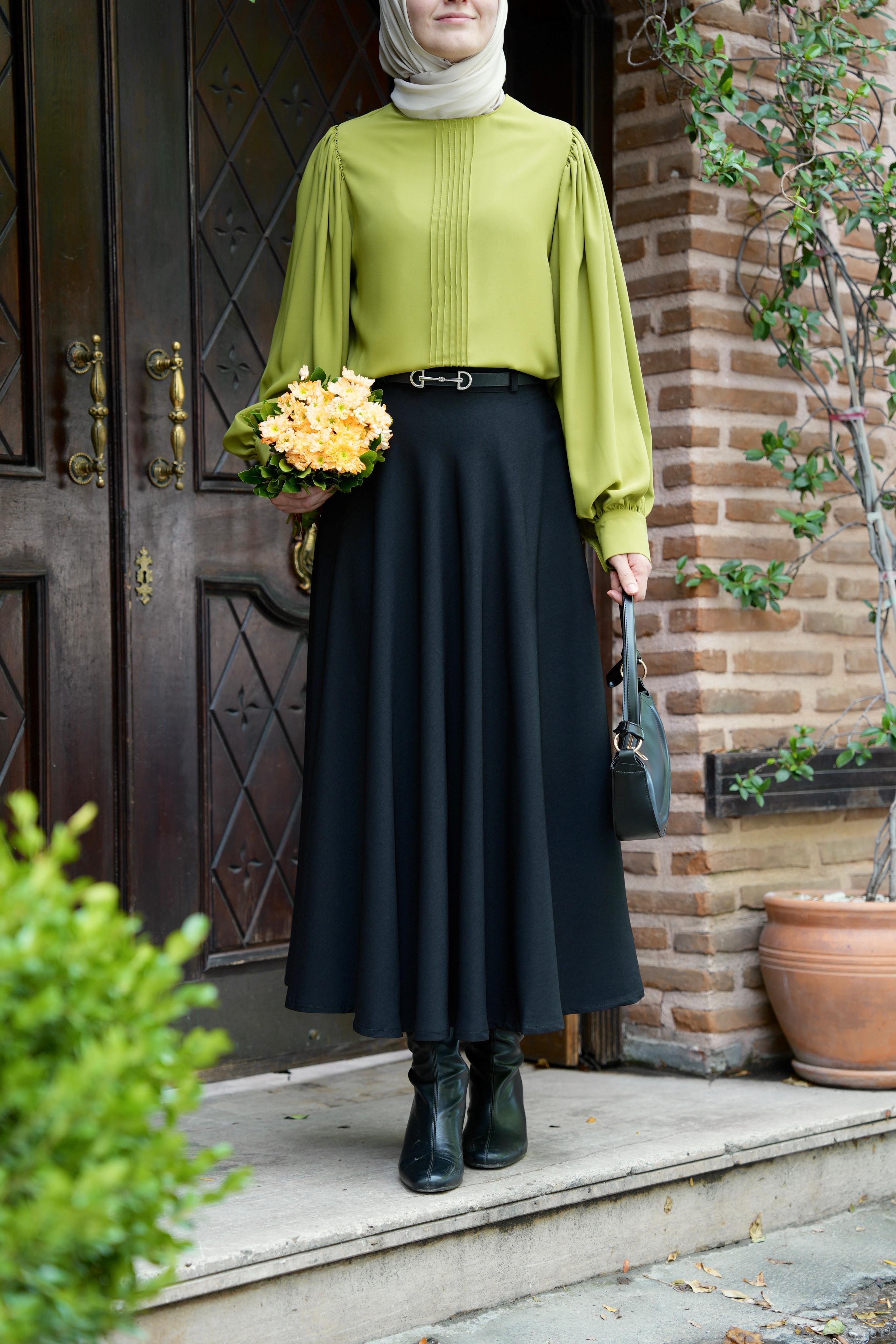 Nervürlü Gömlek Yağ Yeşili