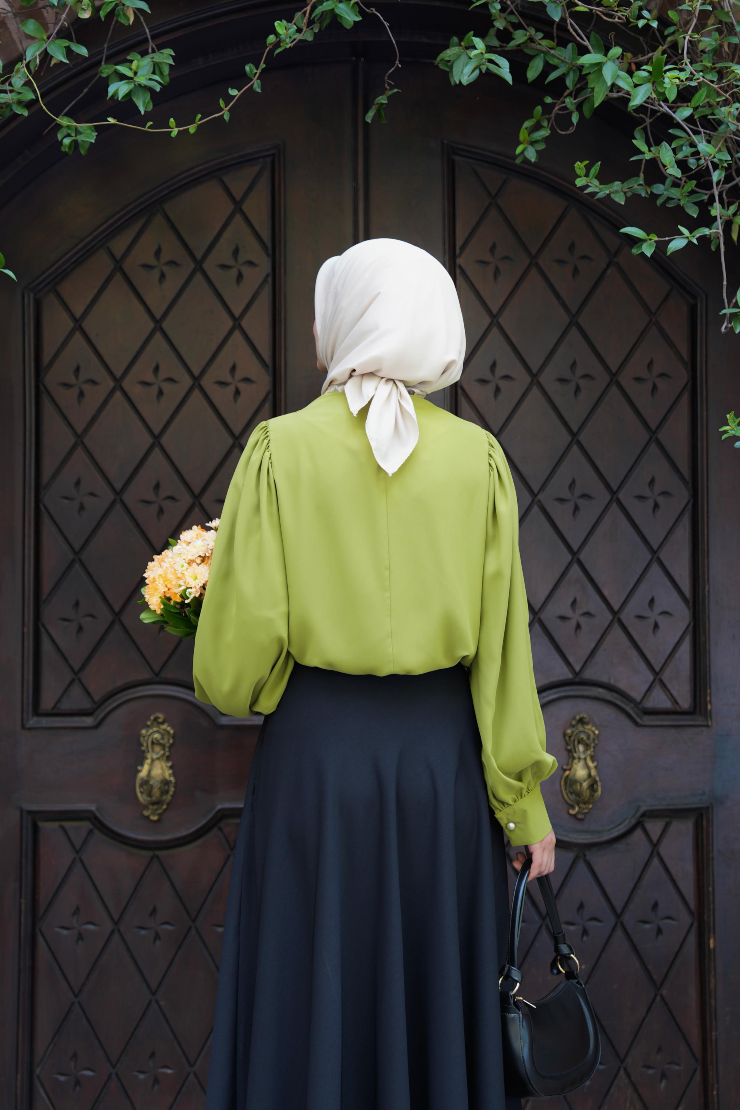 Nervürlü Gömlek Yağ Yeşili