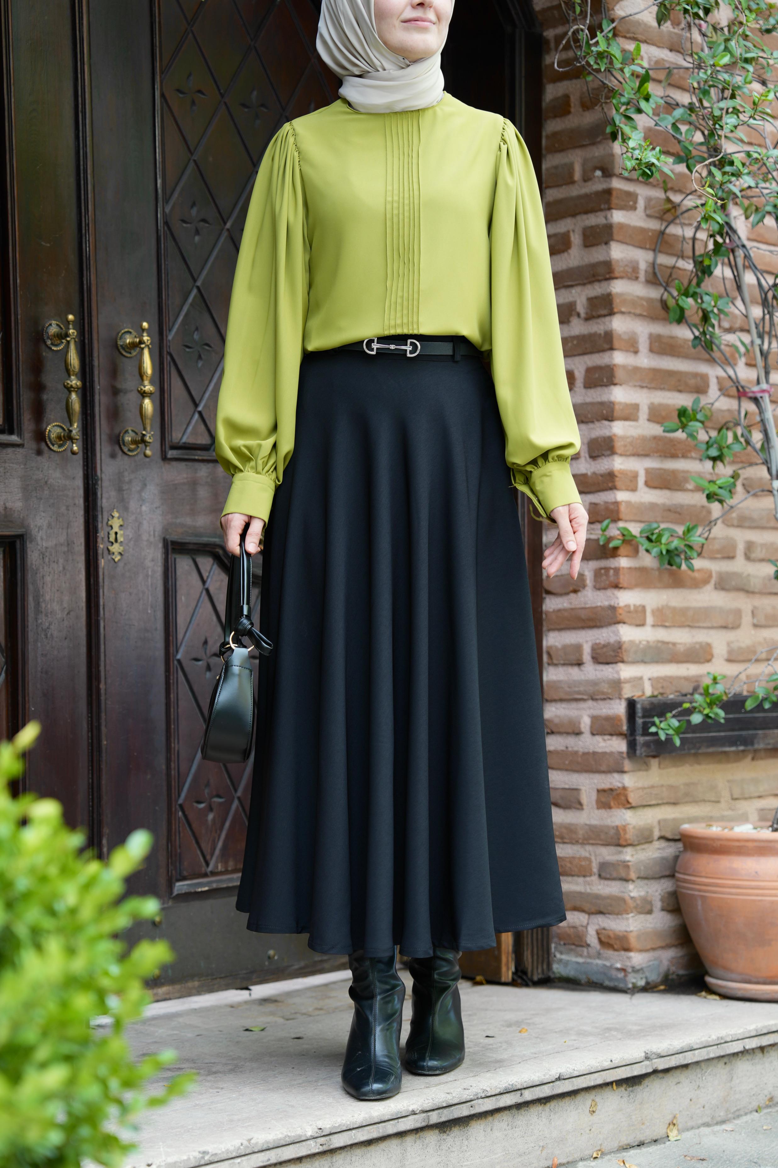 Nervürlü Gömlek Yağ Yeşili