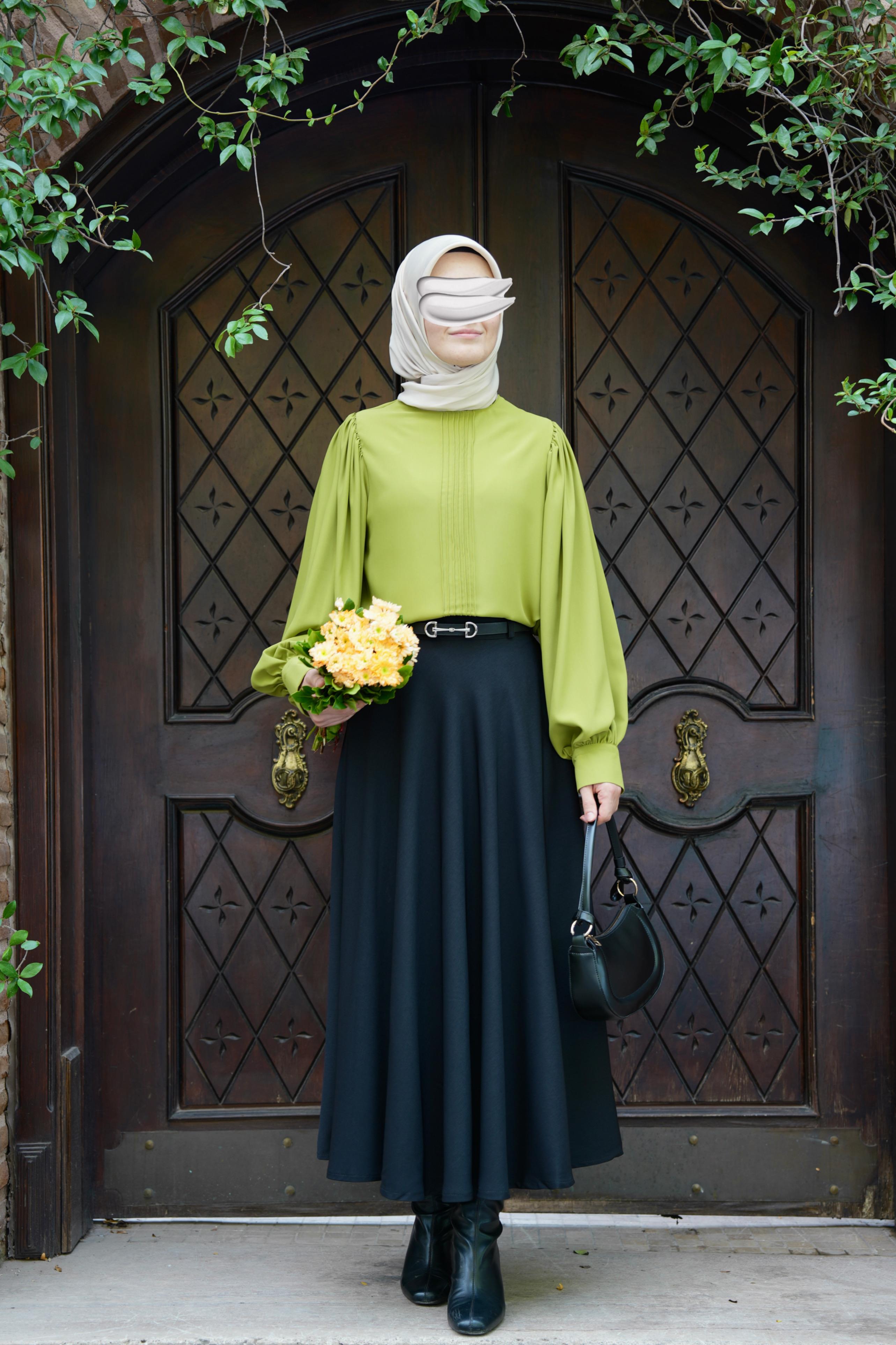 Nervürlü Gömlek Yağ Yeşili