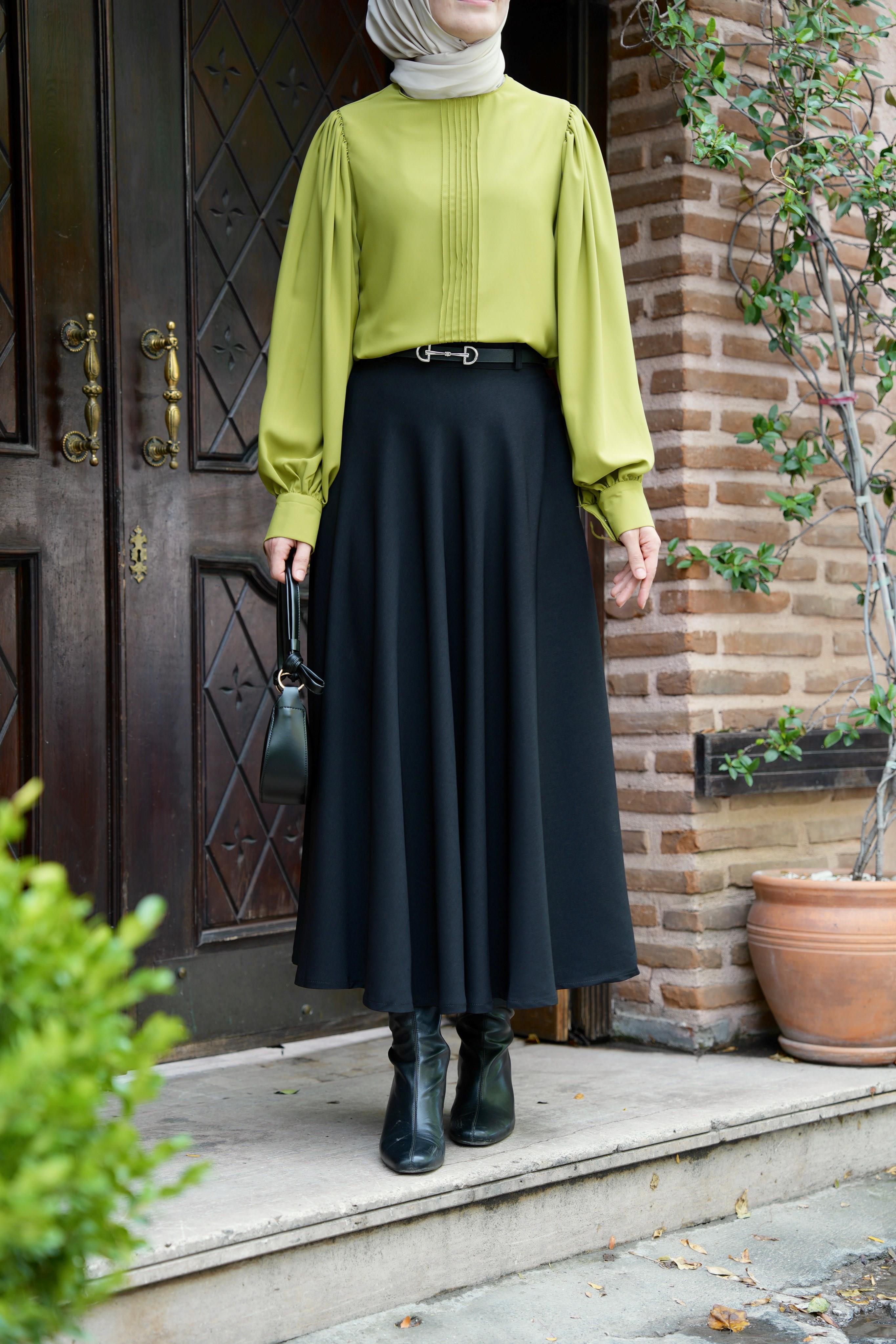 Nervürlü Gömlek Yağ Yeşili