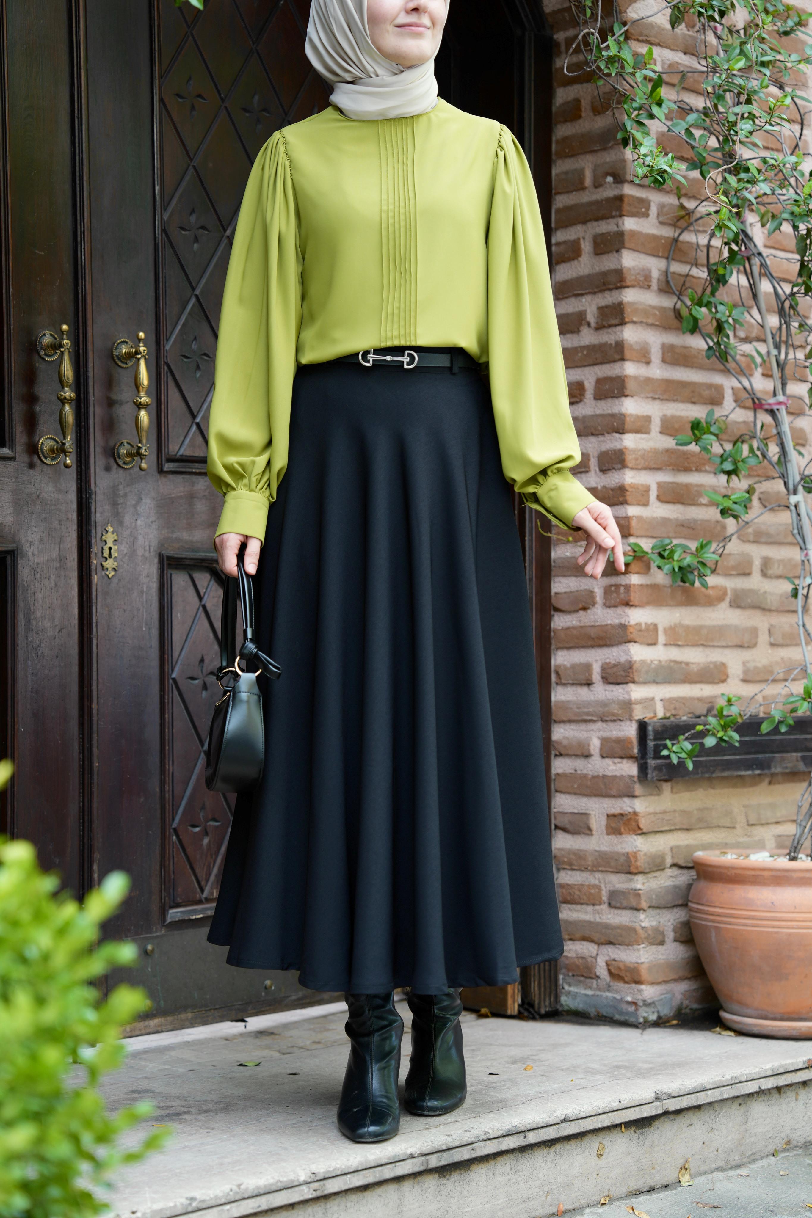 Nervürlü Gömlek Yağ Yeşili