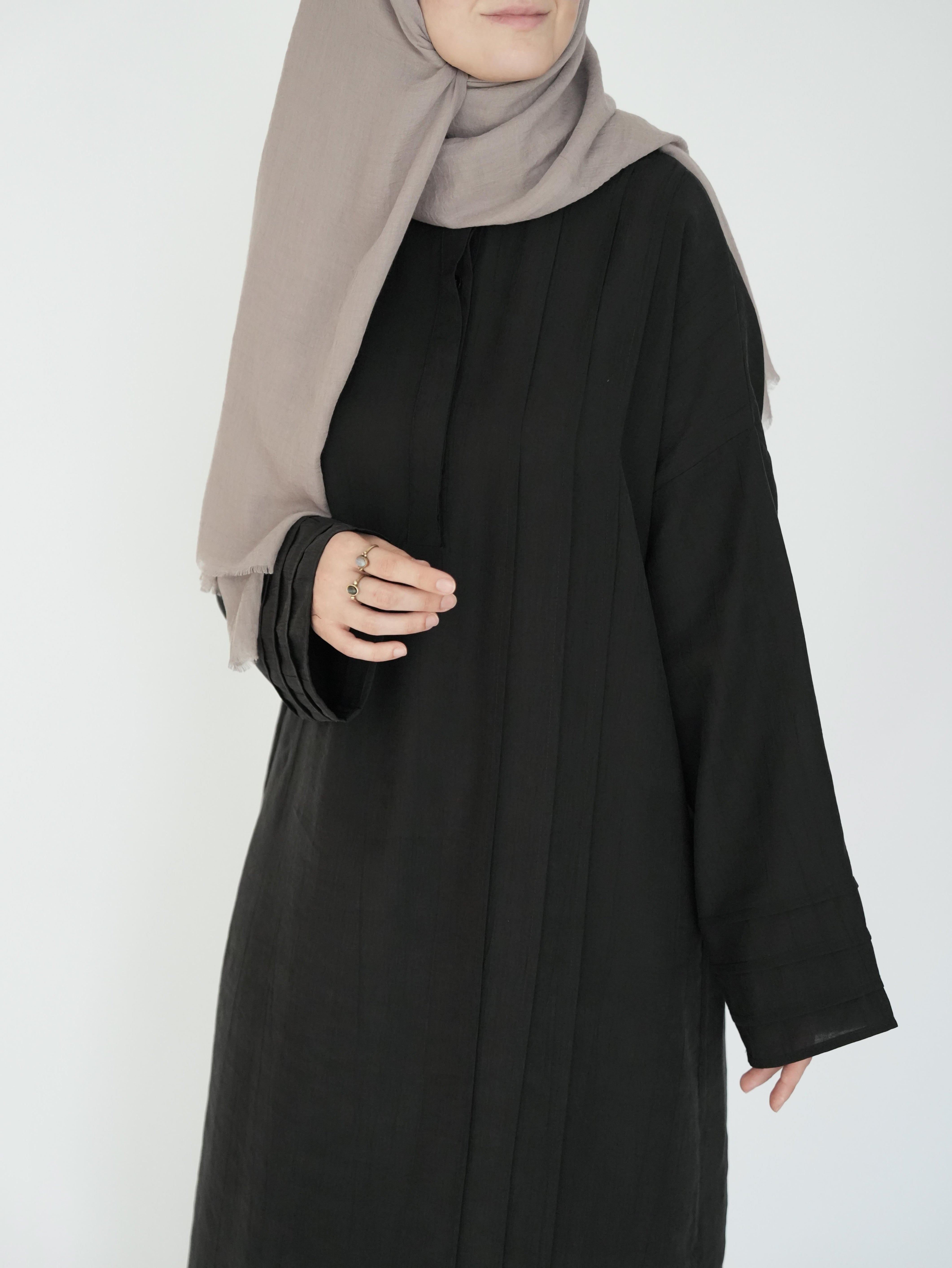 Nisa Nervürlü Elbise Siyah