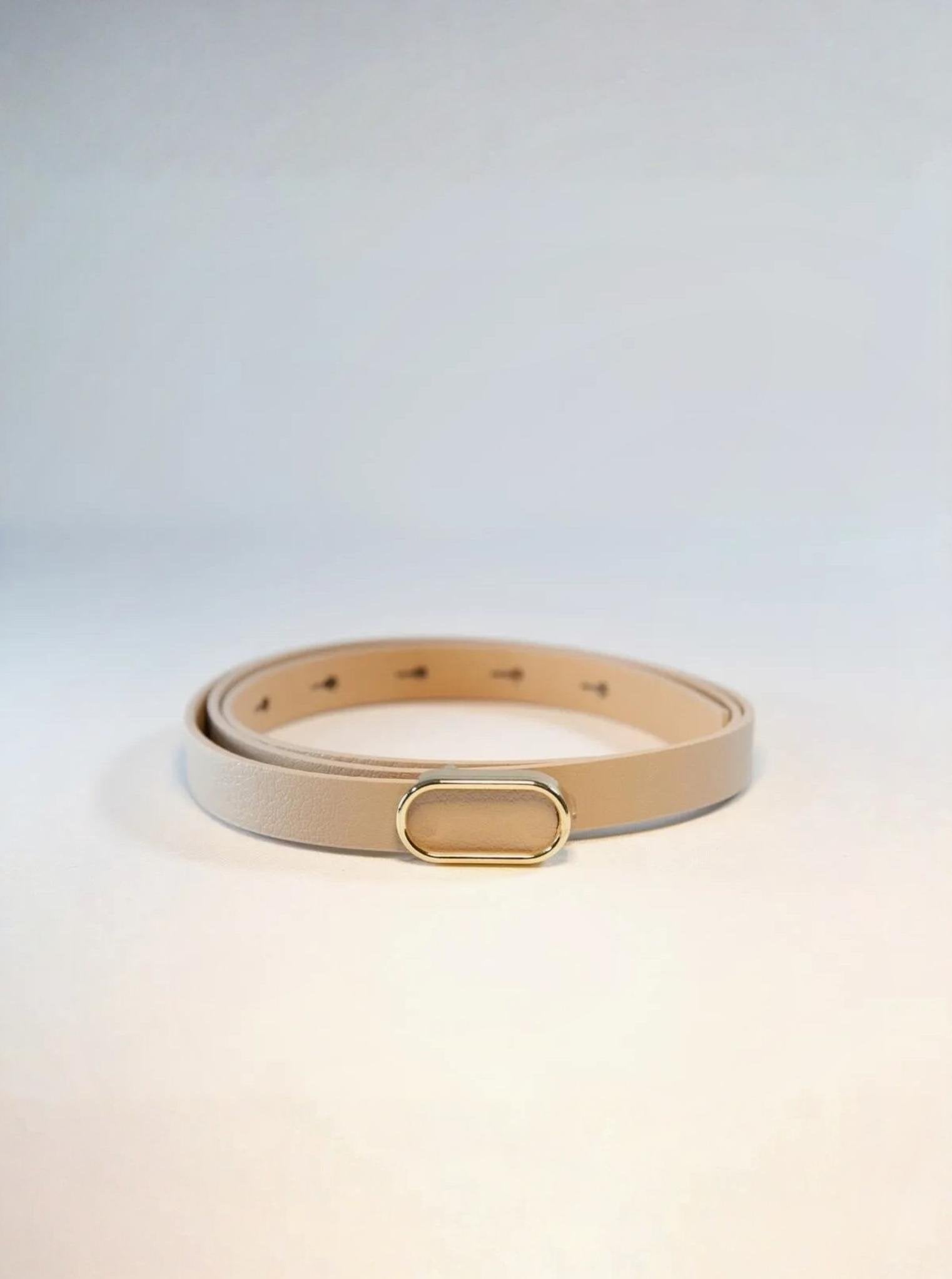 Oval Gold Tokalı İnce Kemer BEJ