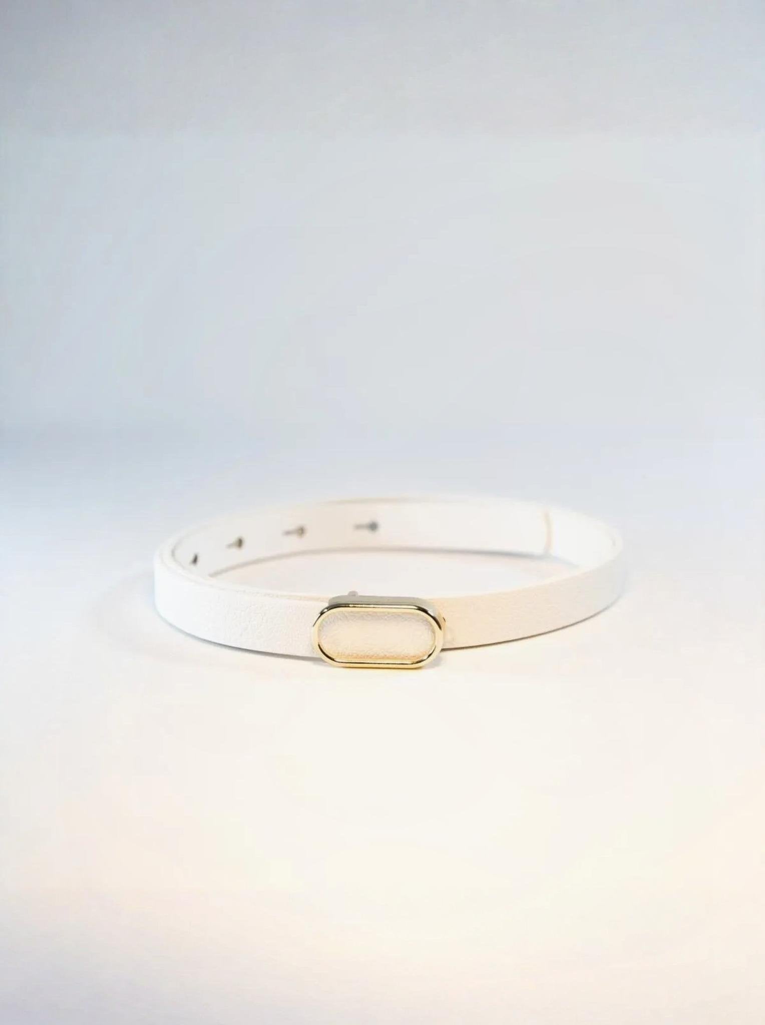 Oval Gold Tokalı İnce Kemer BEYAZ