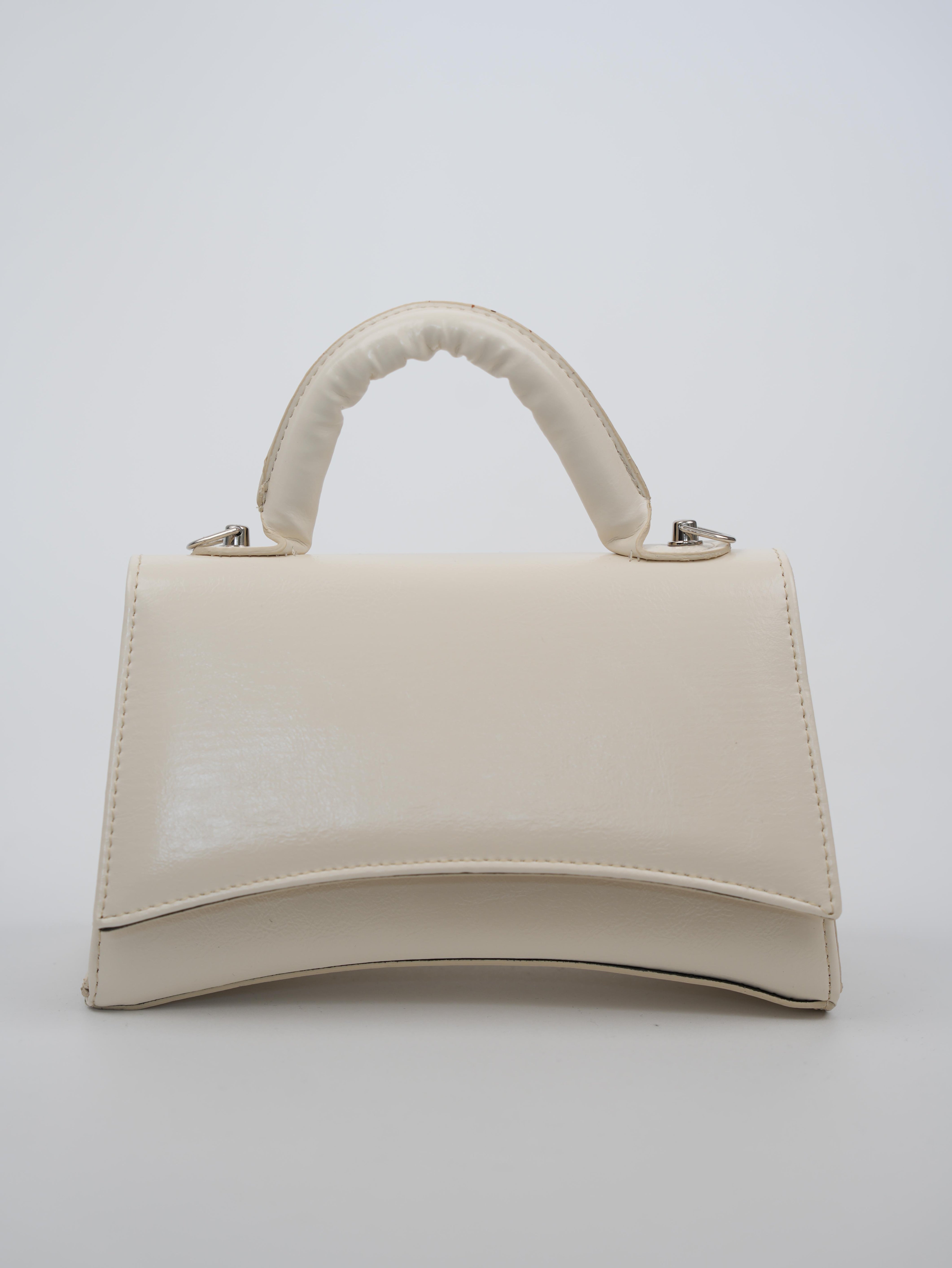 Oval Kavisli Çanta Krem