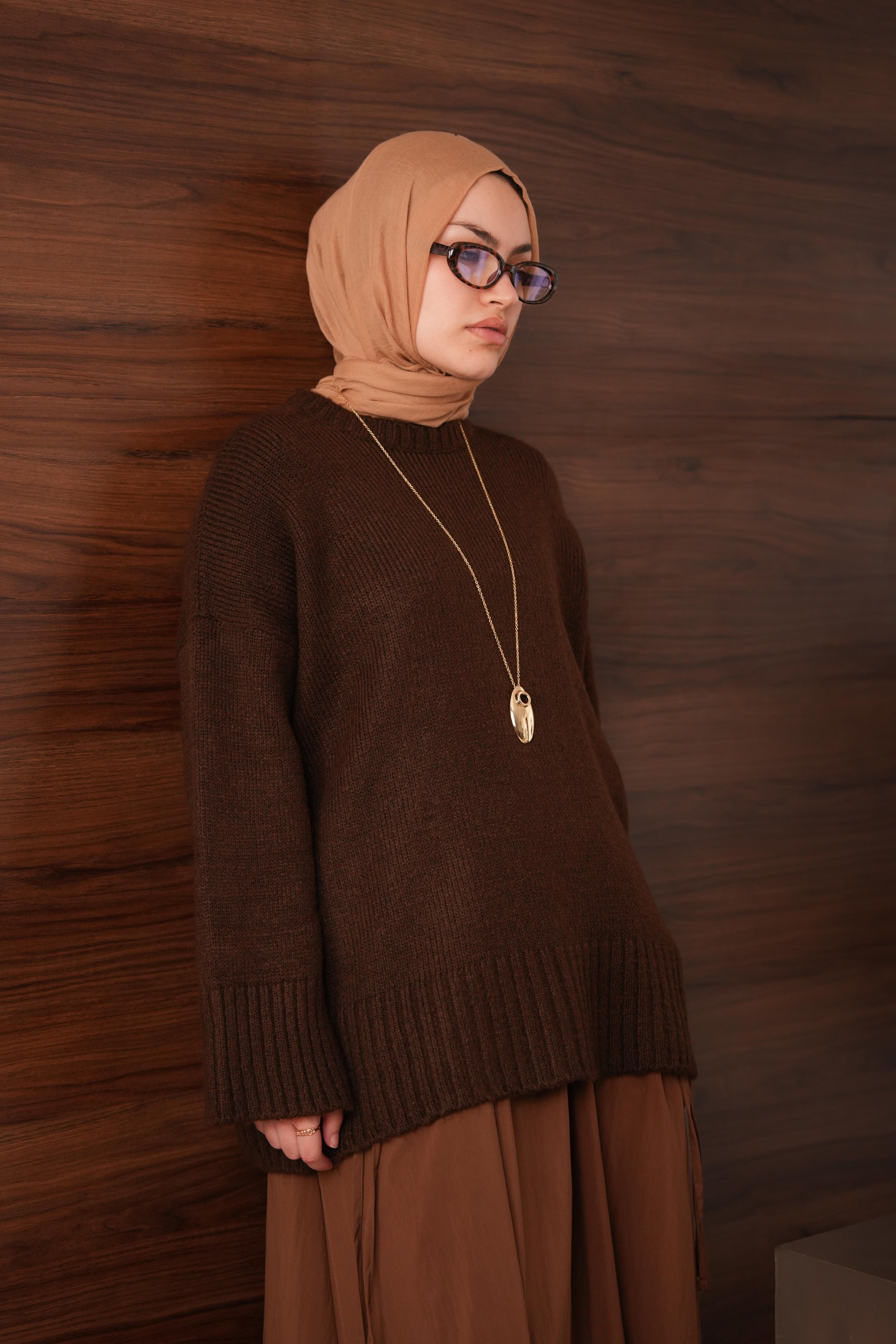 Oversize Kazak KAHVERENGİ