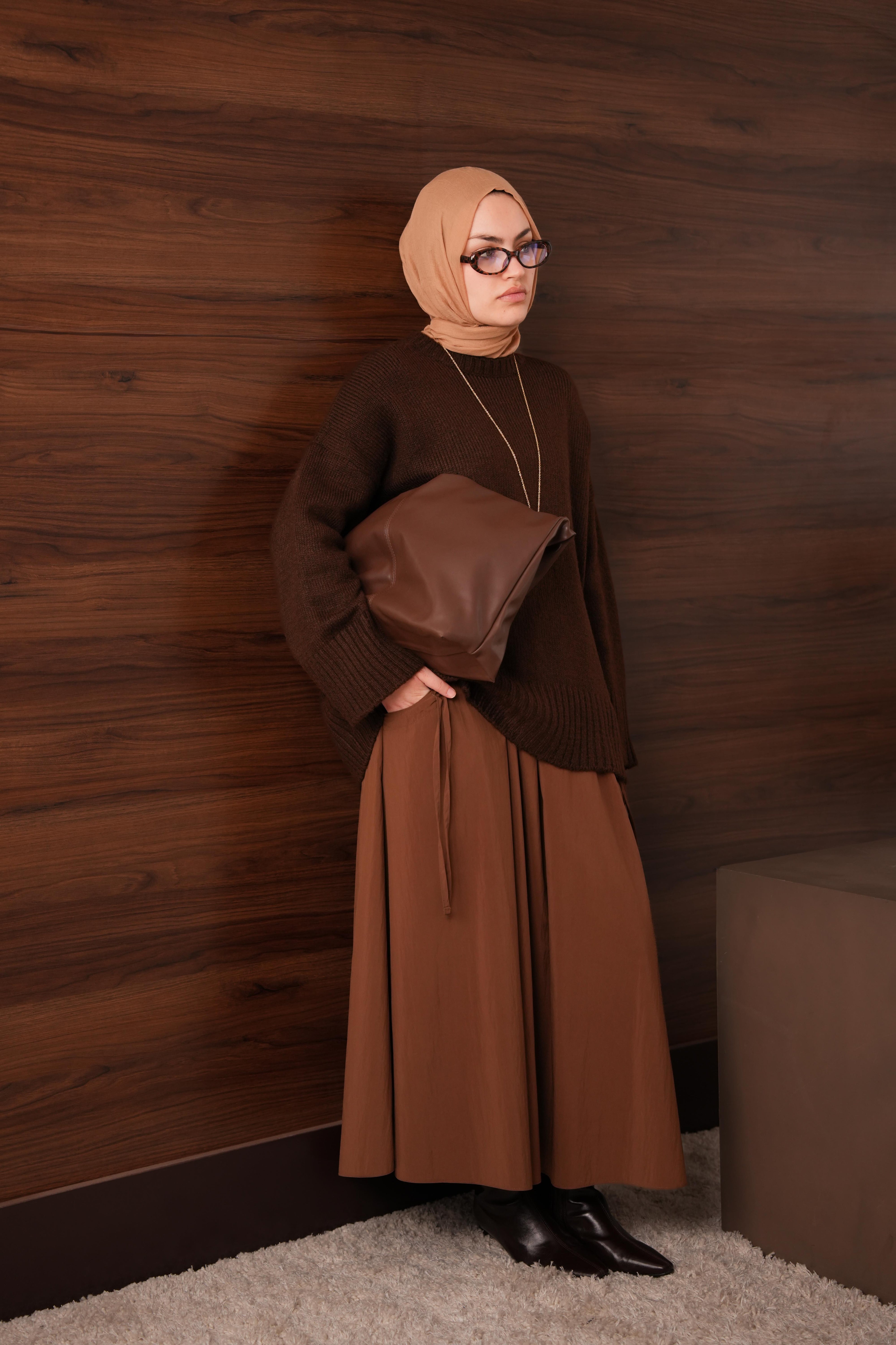 Oversize Kazak KAHVERENGİ