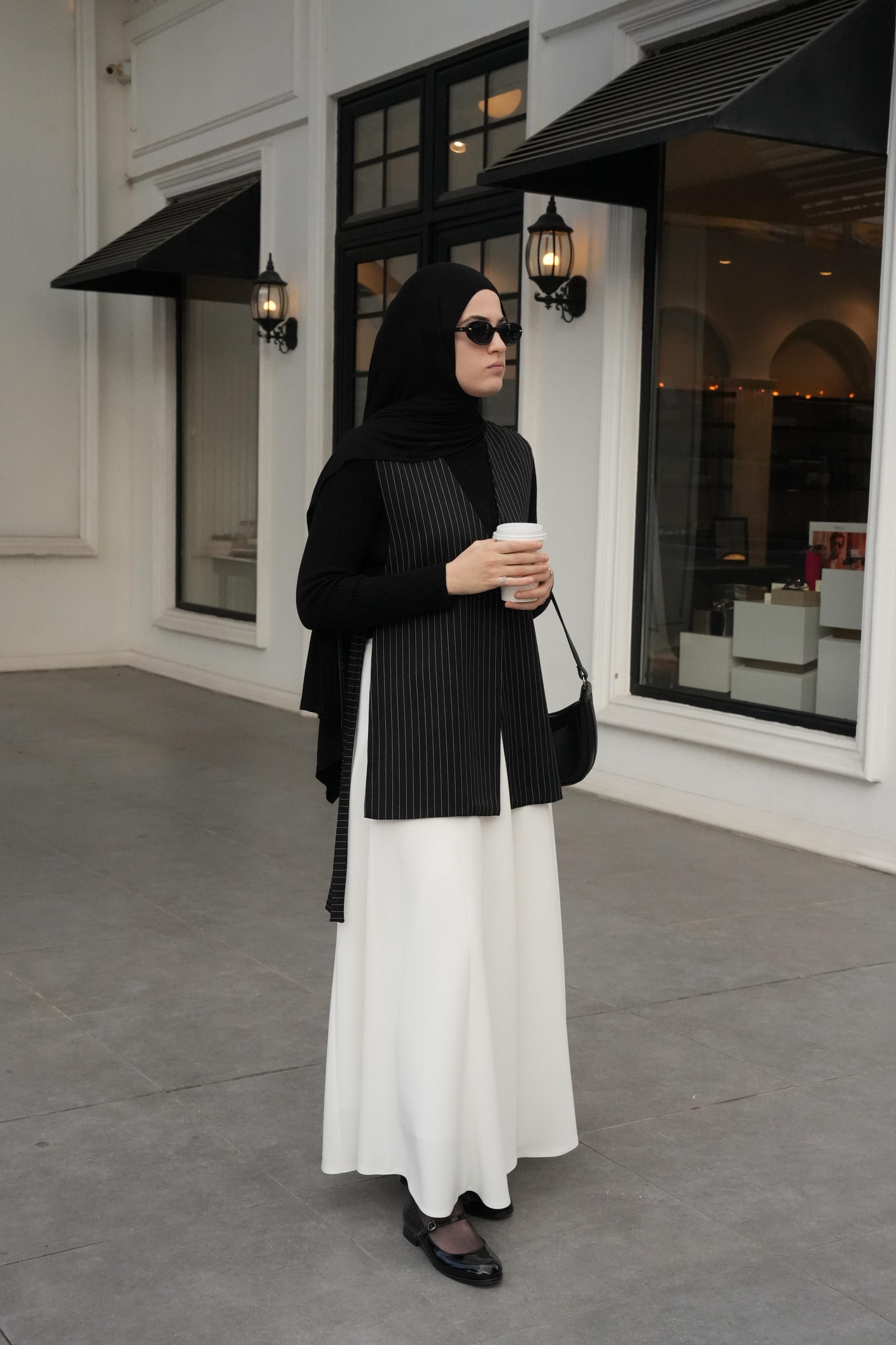 Modal Parçalı Etek Kırık Beyaz