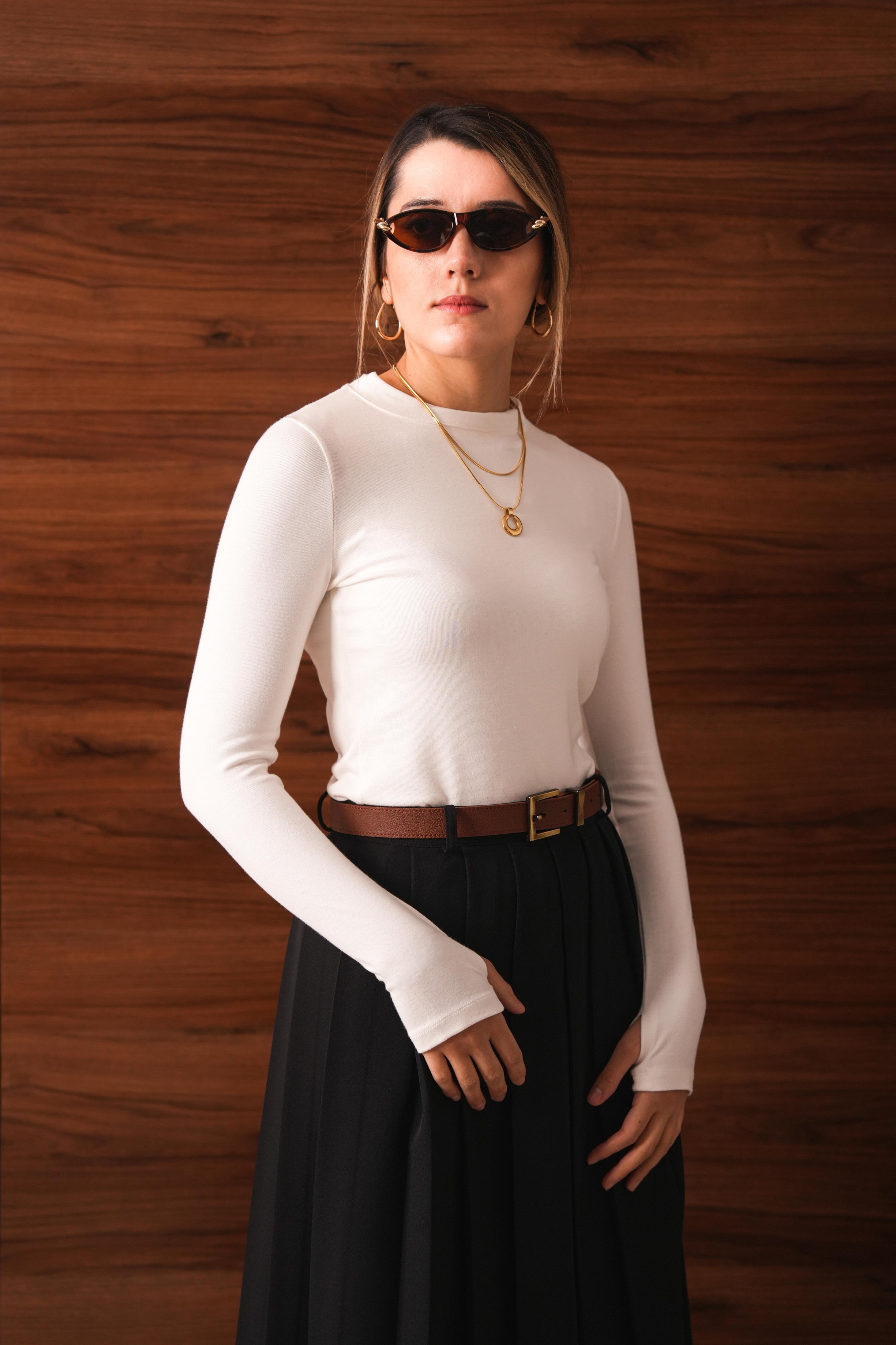 Parmak Detaylı Body EKRU