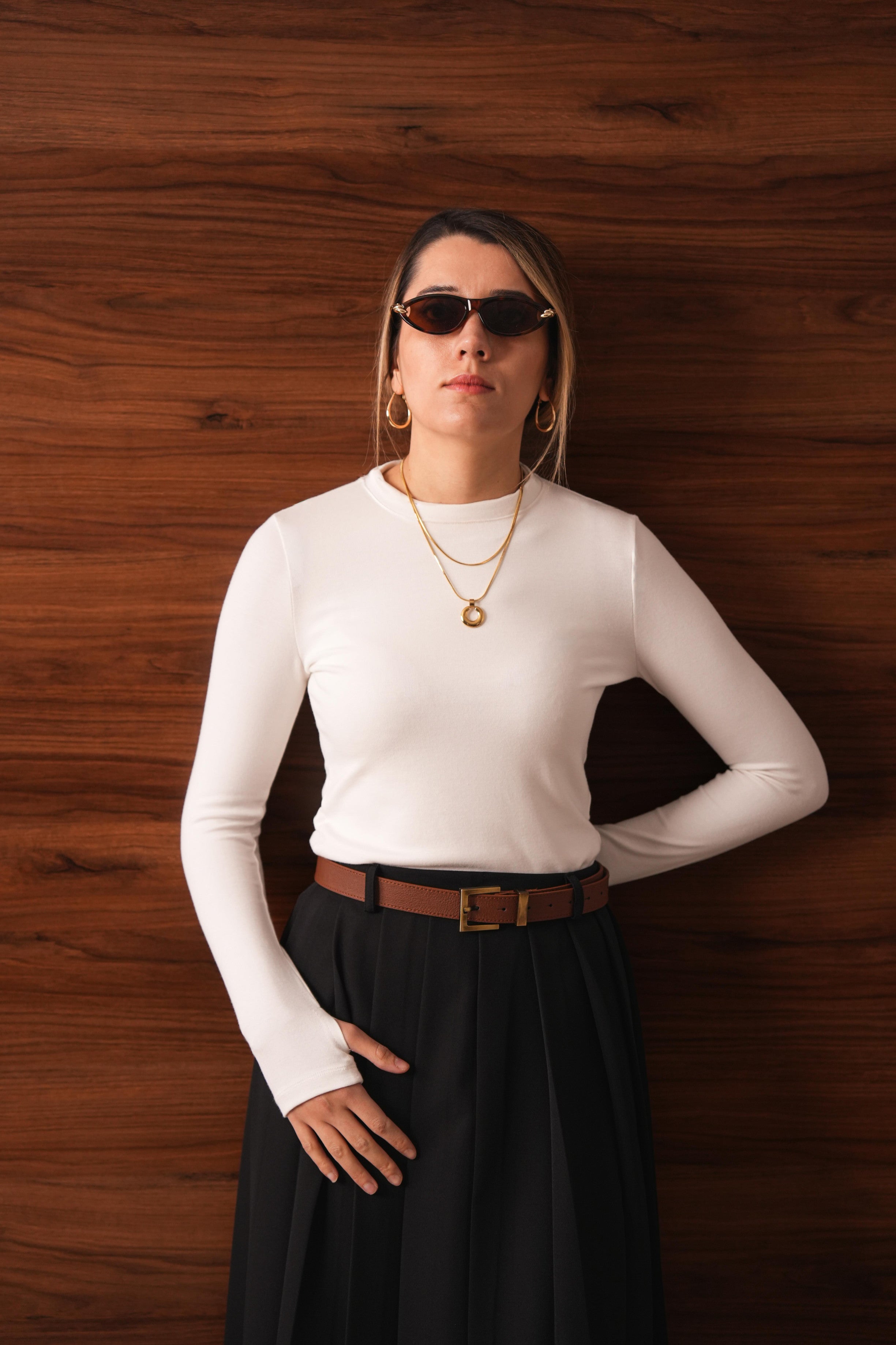 Parmak Detaylı Body EKRU