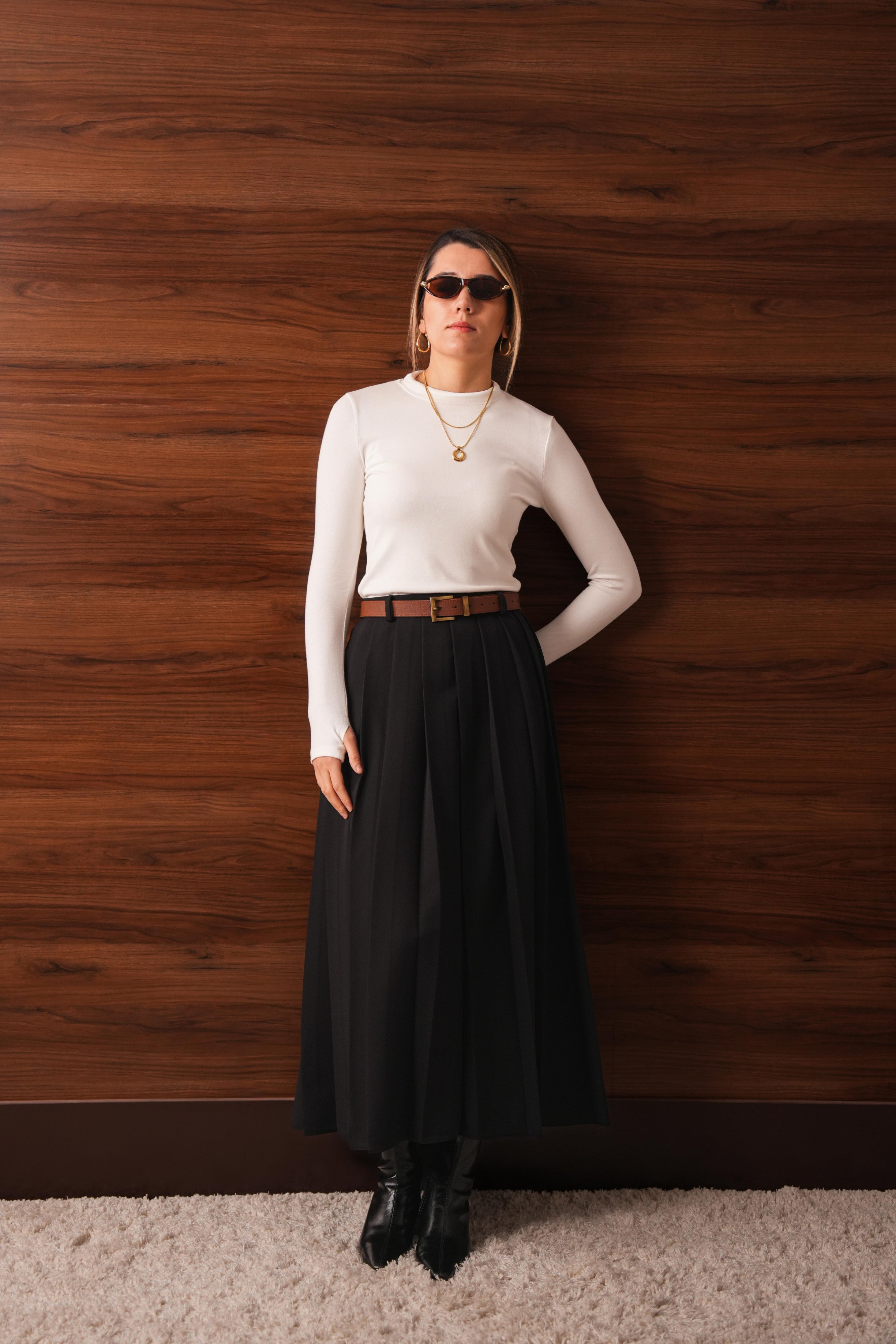 Parmak Detaylı Body EKRU