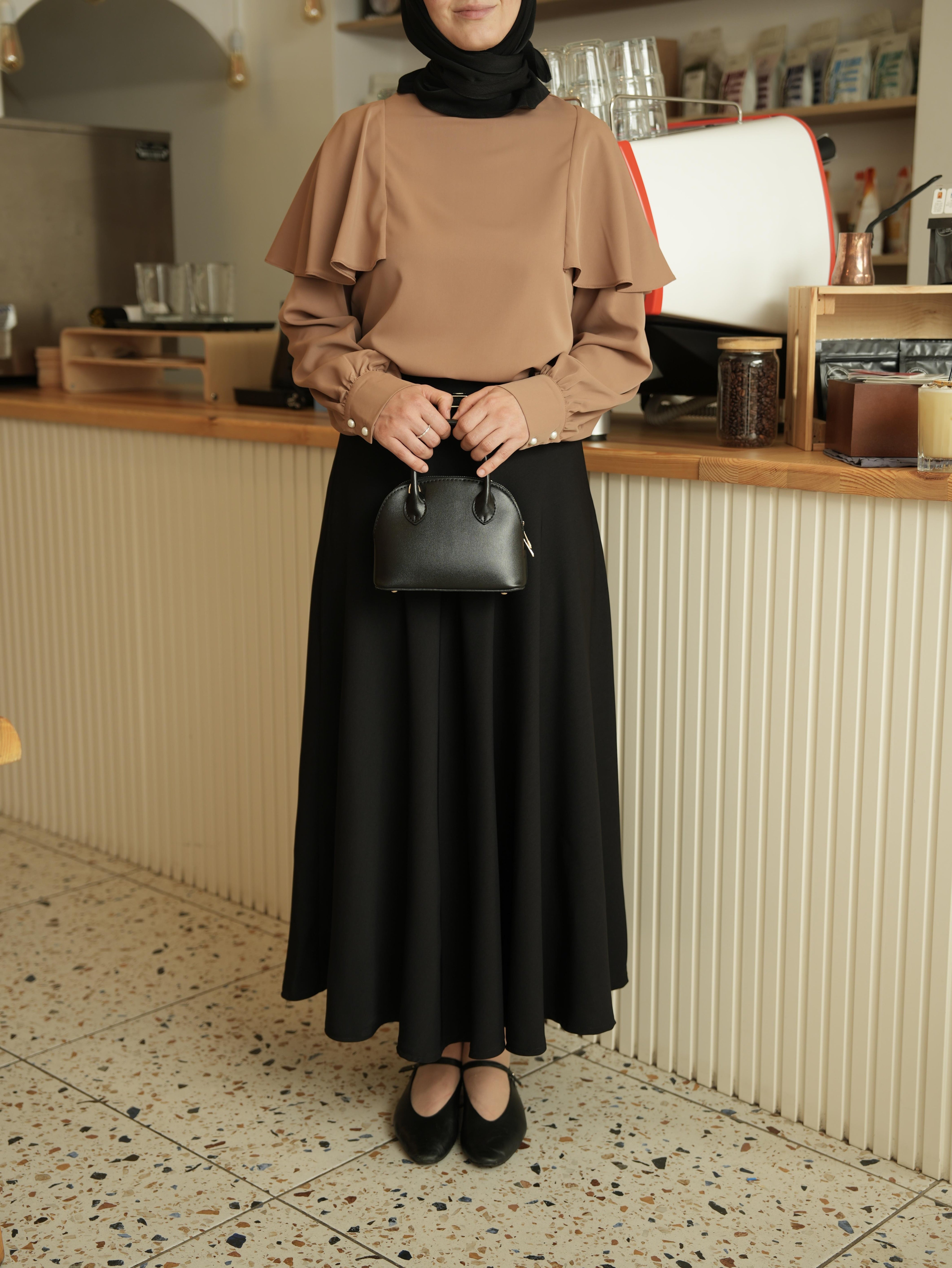 Pelerinli Bluz CAMEL
