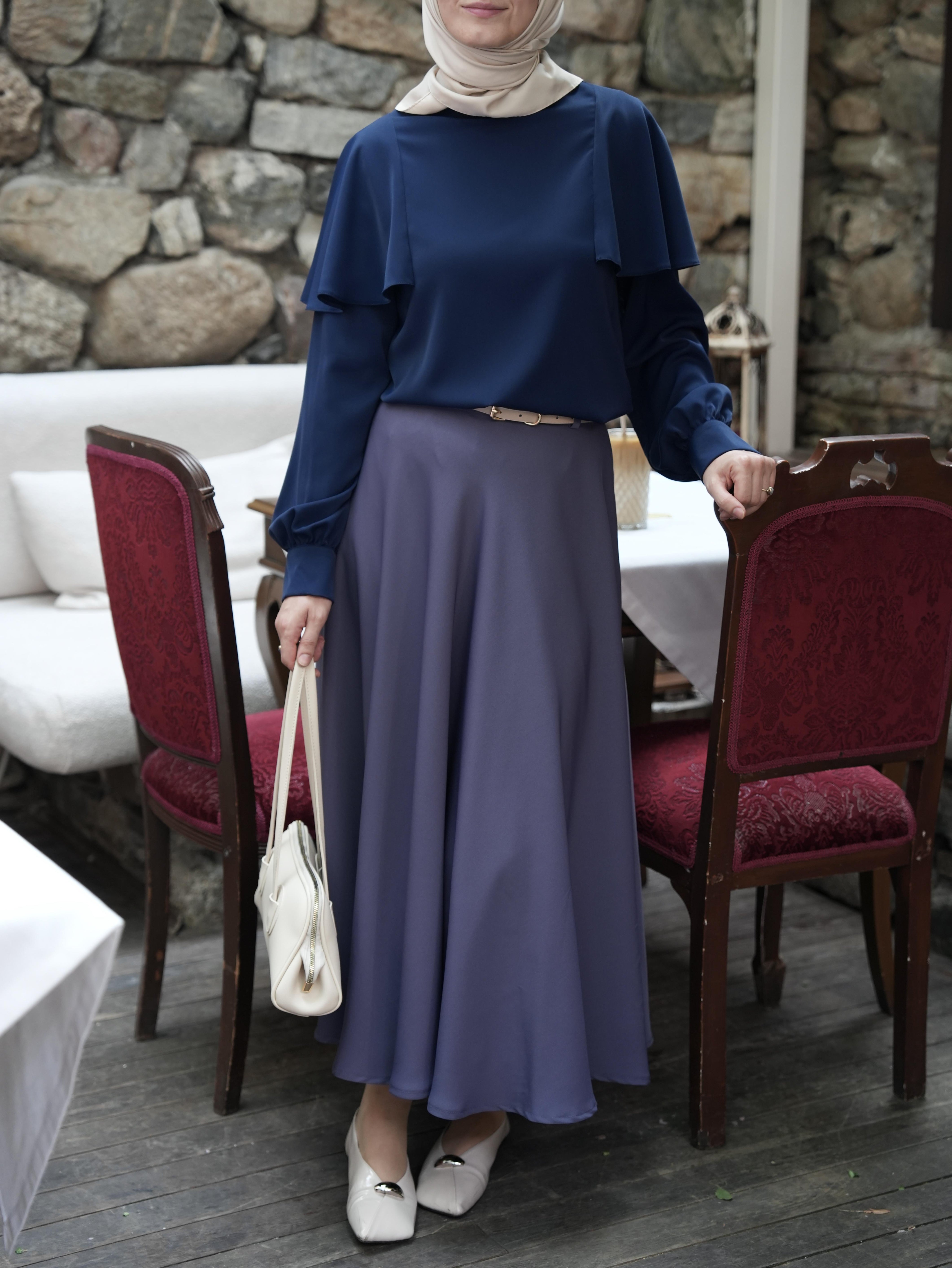 Pelerinli Bluz LACİVERT