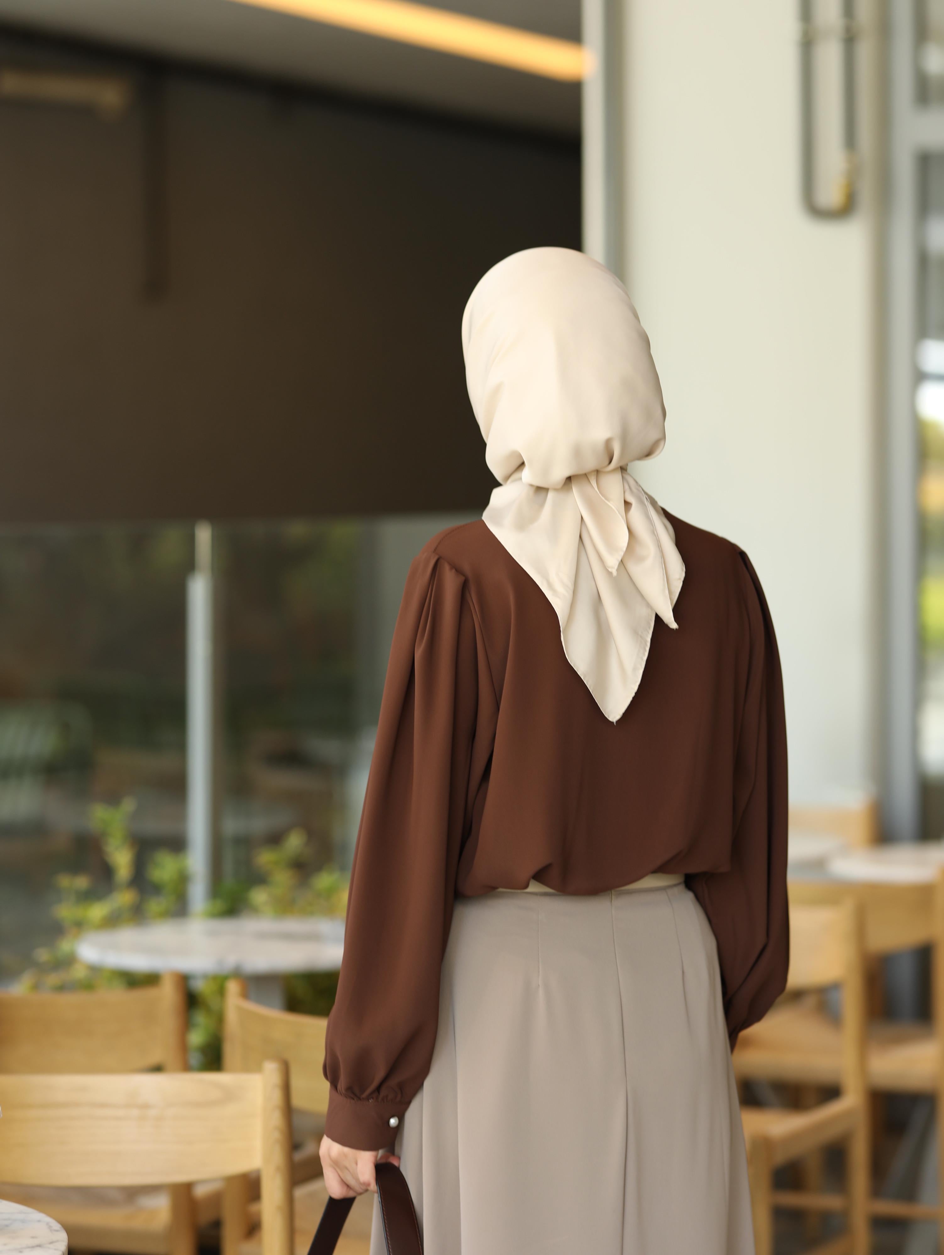 Pile Detaylı Gömlek KAHVERENGİ