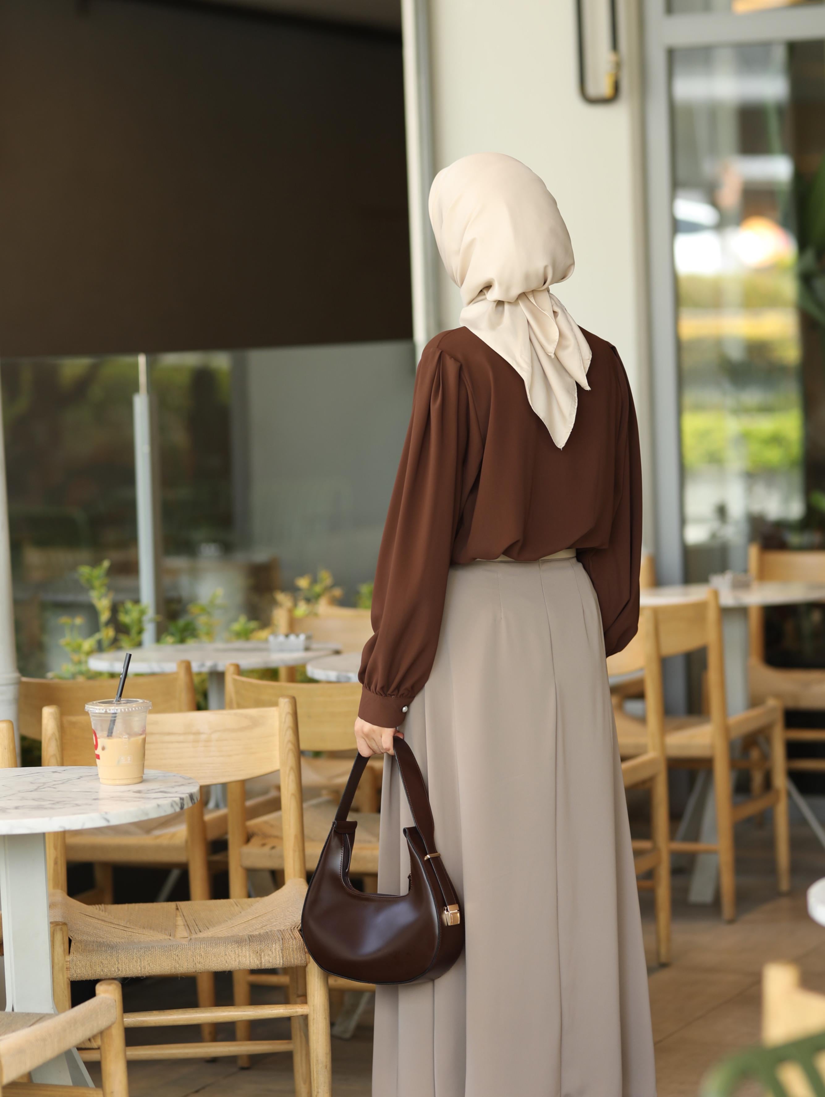 Pile Detaylı Gömlek KAHVERENGİ