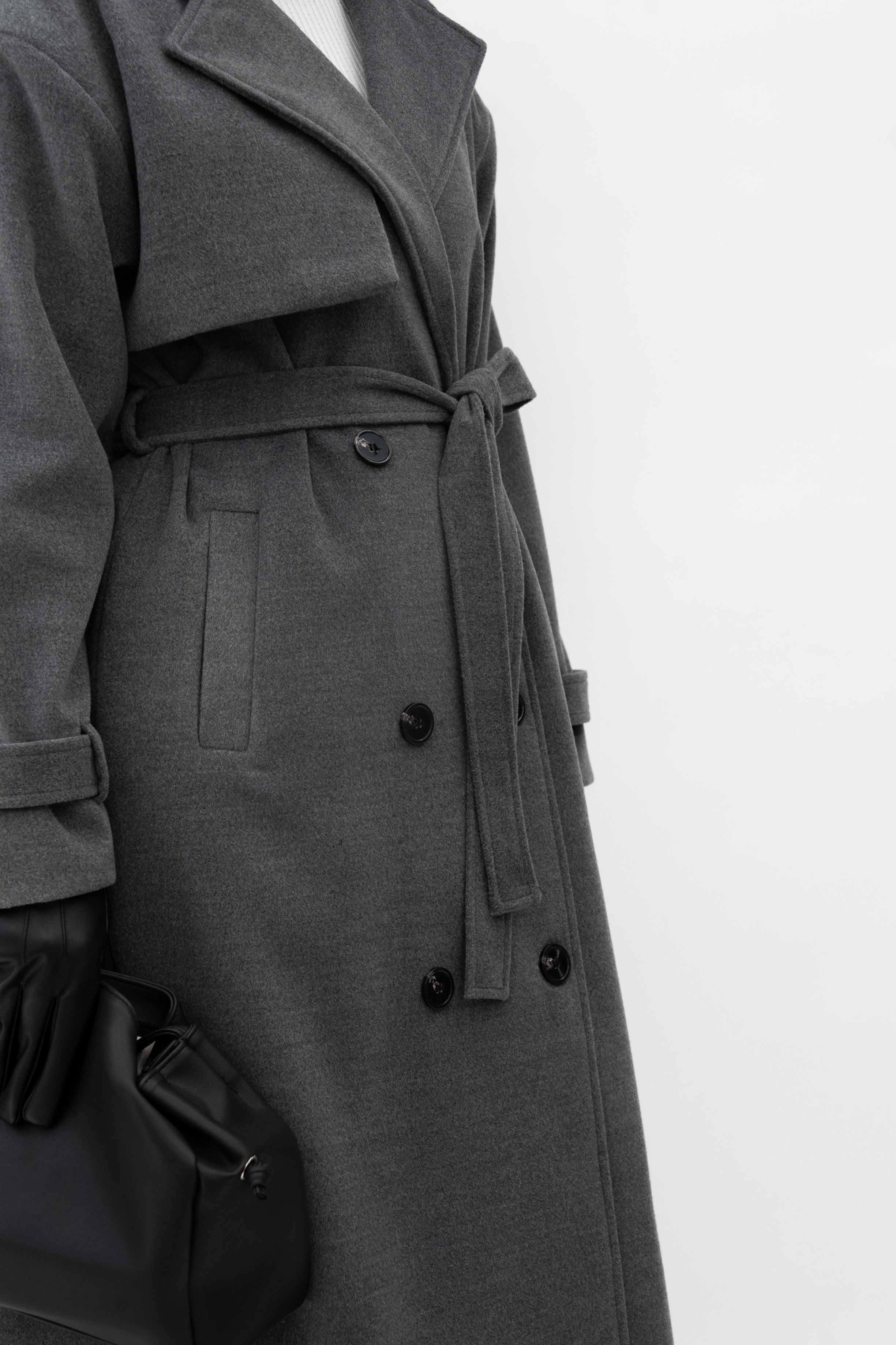 Premium Kaşe Trenç Kaban GRİ