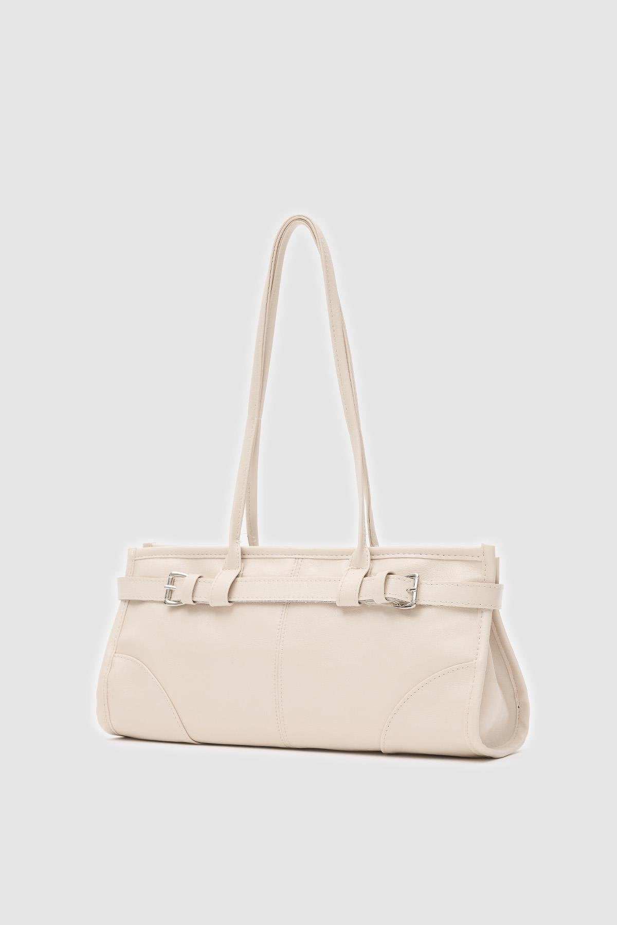 Vintage Deri Baget Çanta BEJ