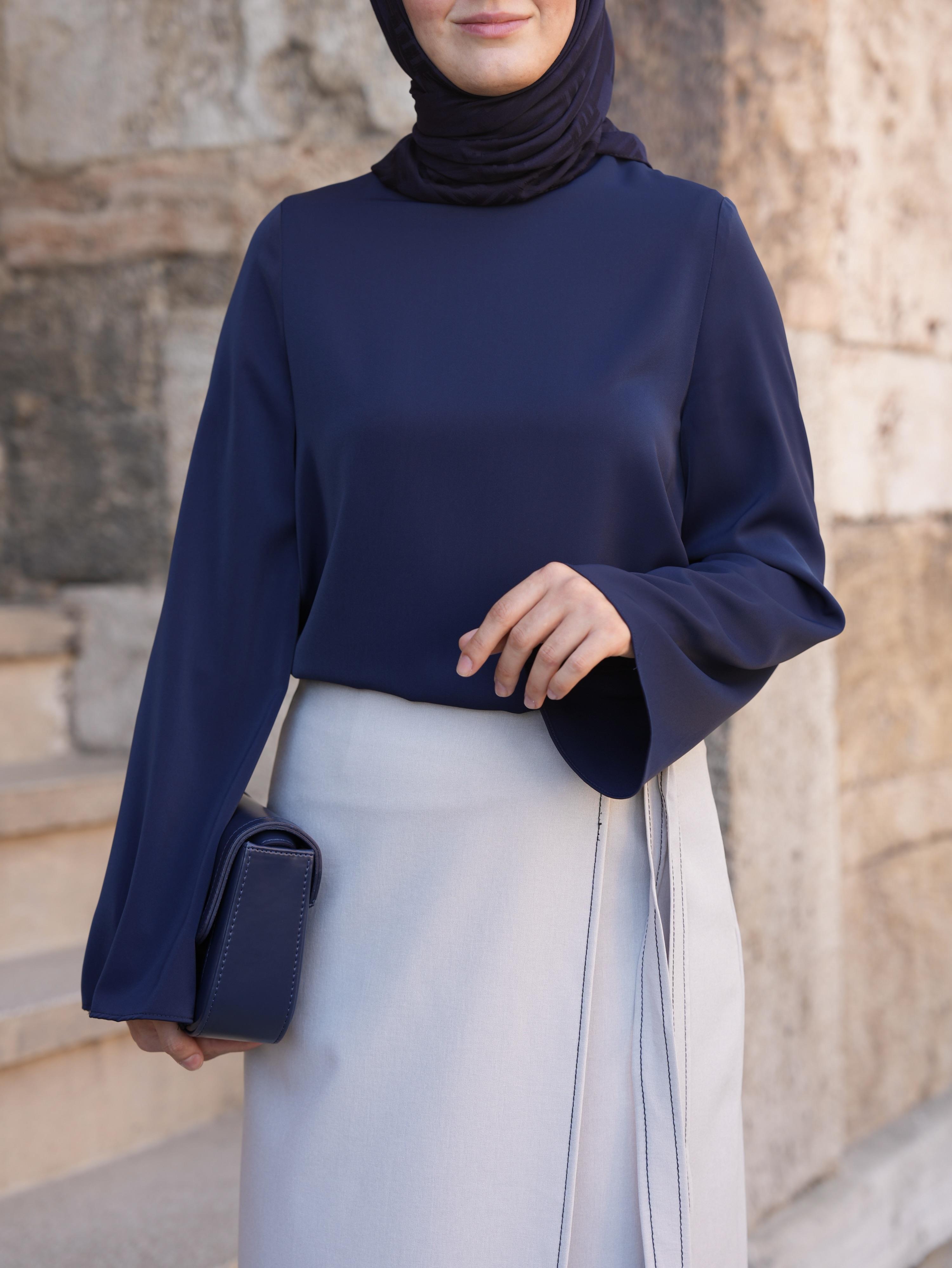 Volan Kol Bluz Lacivert