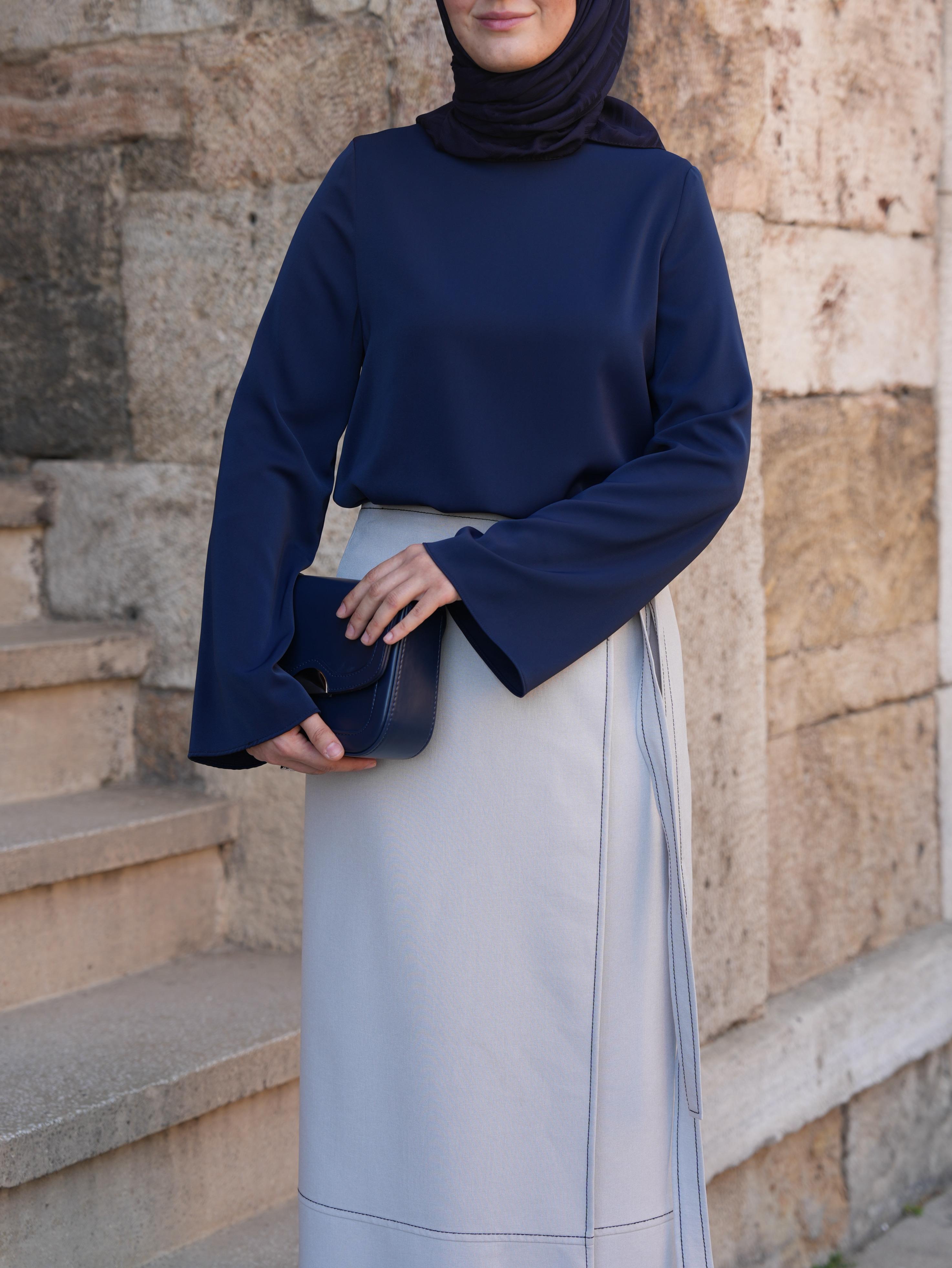 Volan Kol Bluz LACİVERT