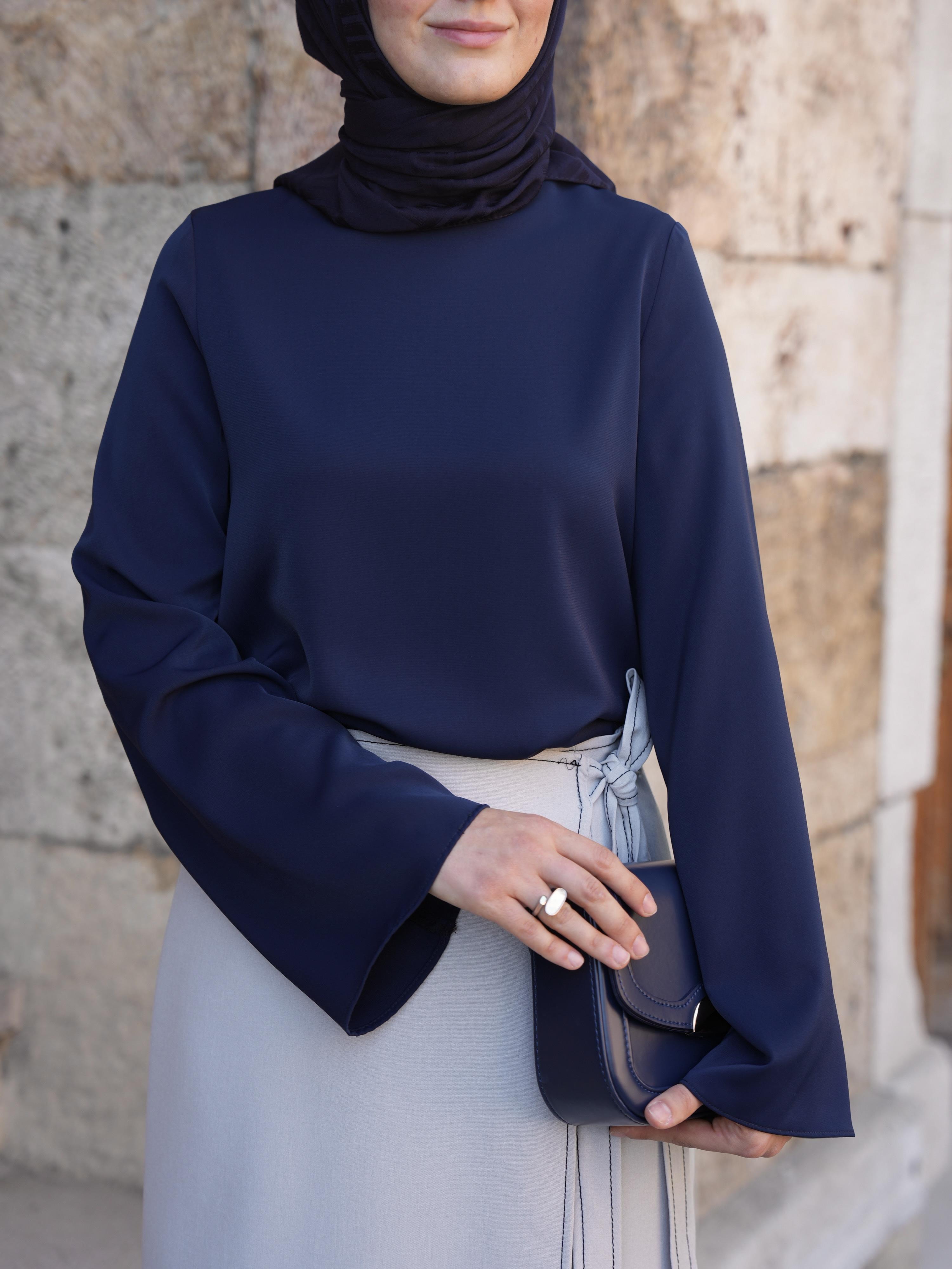 Volan Kol Bluz LACİVERT