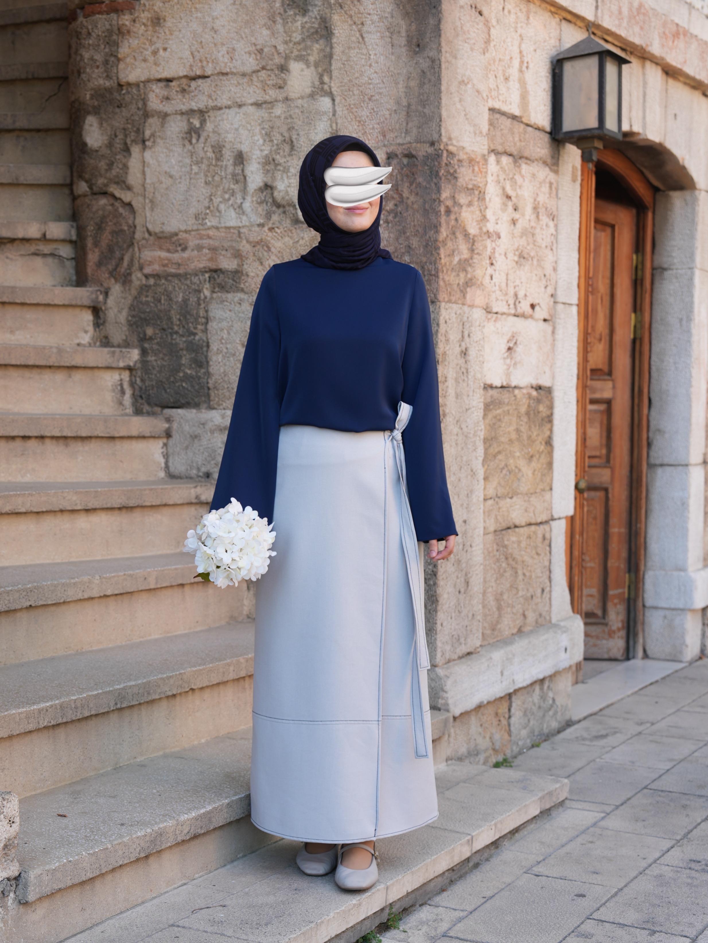 Volan Kol Bluz LACİVERT